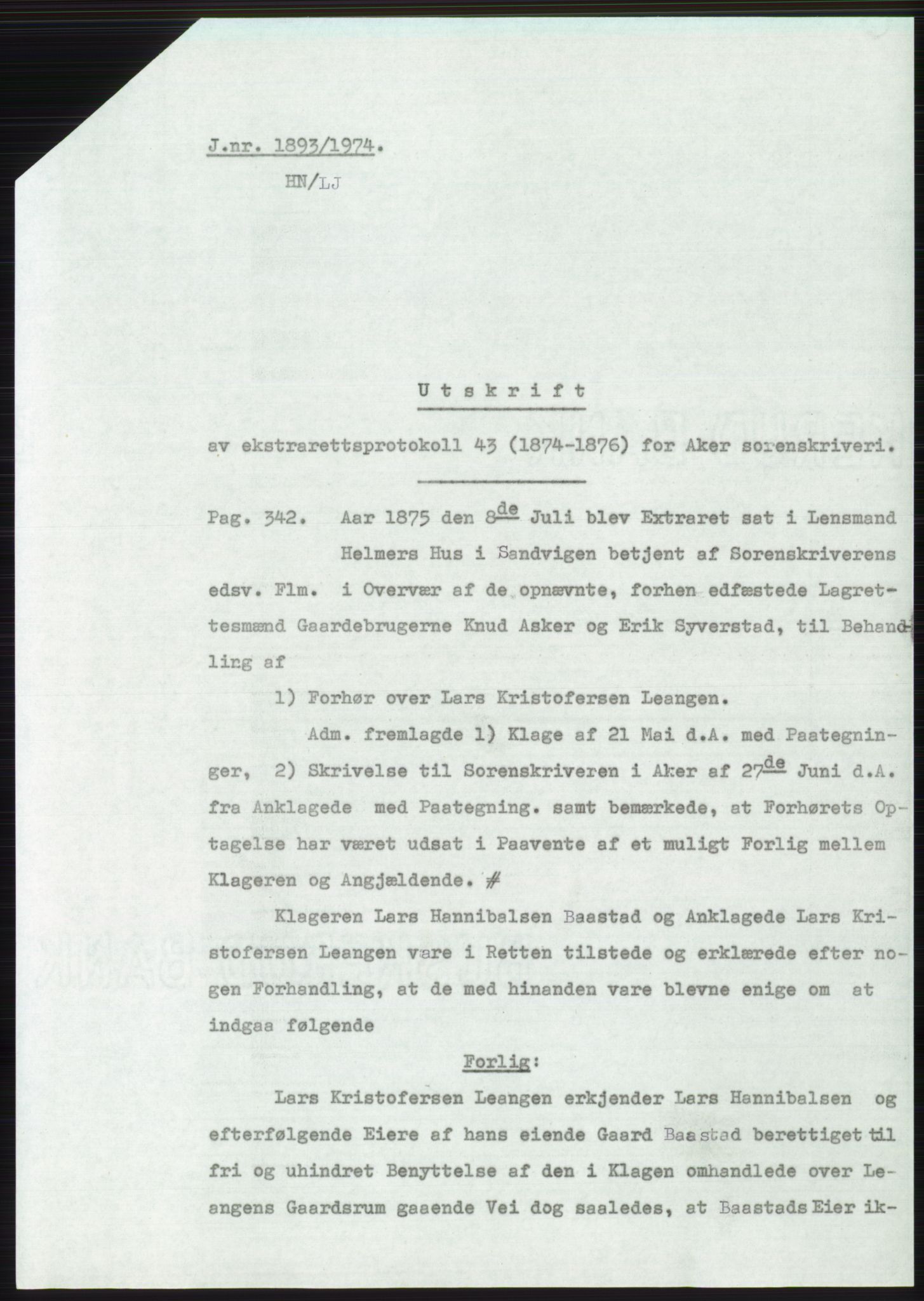 Statsarkivet i Oslo, SAO/A-10621/Z/Zd/L0033: Avskrifter, j.nr 15-2287/1974, 1974, s. 444