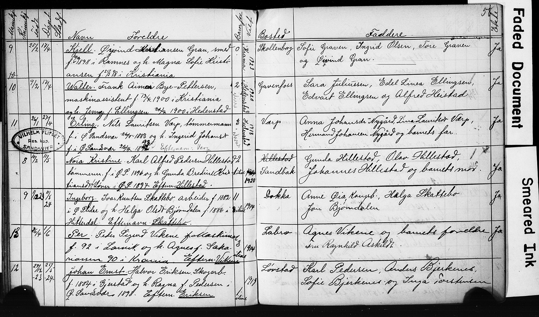 Sandsvær kirkebøker, AV/SAKO-A-244/G/Gd/L0004b: Klokkerbok nr. IV 4B, 1918-1925, s. 58
