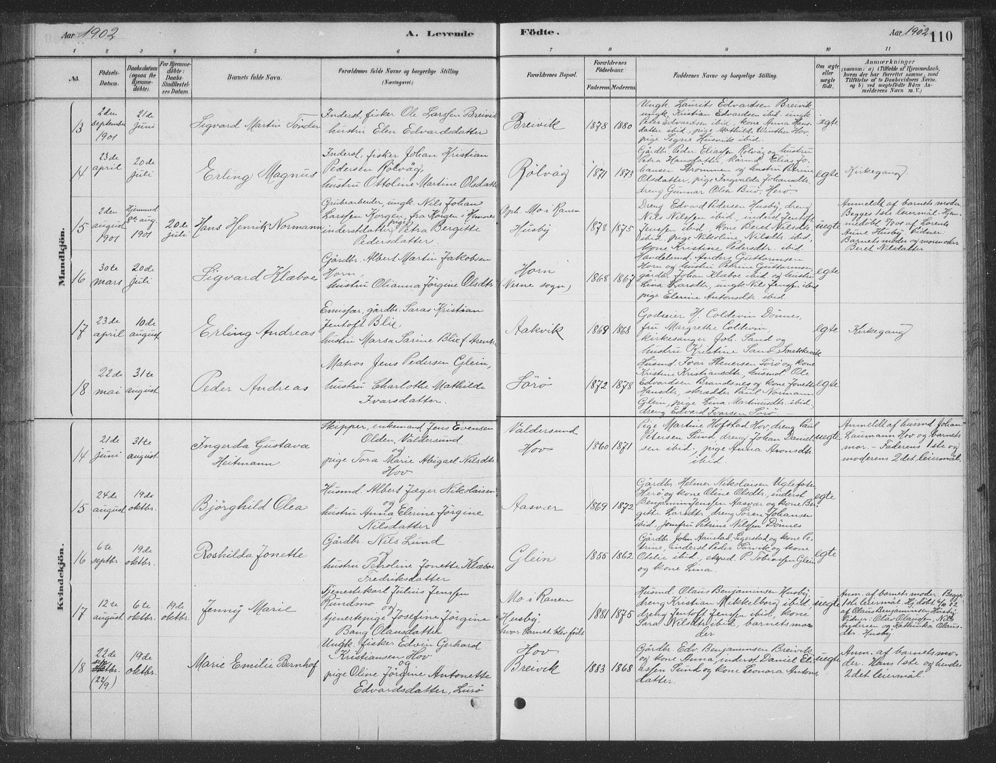Ministerialprotokoller, klokkerbøker og fødselsregistre - Nordland, AV/SAT-A-1459/835/L0532: Klokkerbok nr. 835C04, 1880-1905, s. 110