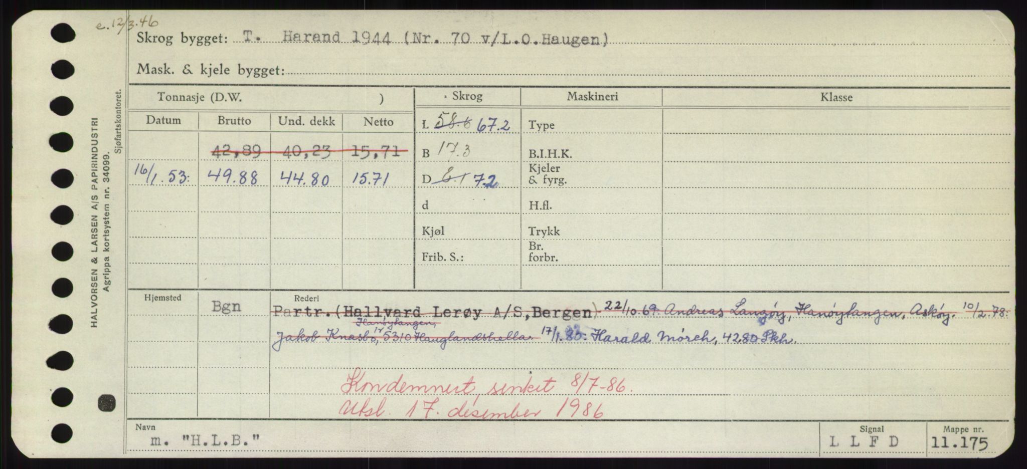 Sjøfartsdirektoratet med forløpere, Skipsmålingen, RA/S-1627/H/Hd/L0014: Fartøy, H-Havl, s. 9