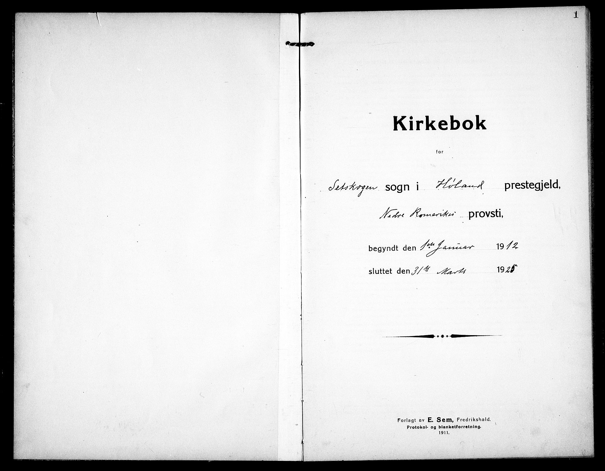 Høland prestekontor Kirkebøker, SAO/A-10346a/G/Gc/L0002: Klokkerbok nr. III 2, 1912-1925, s. 1