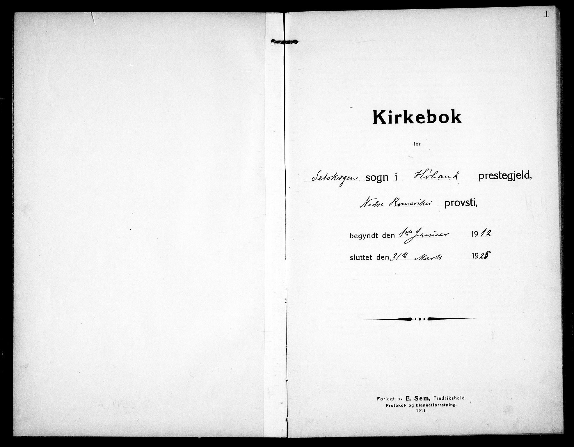 Høland prestekontor Kirkebøker, AV/SAO-A-10346a/G/Gc/L0002: Klokkerbok nr. III 2, 1912-1925, s. 1