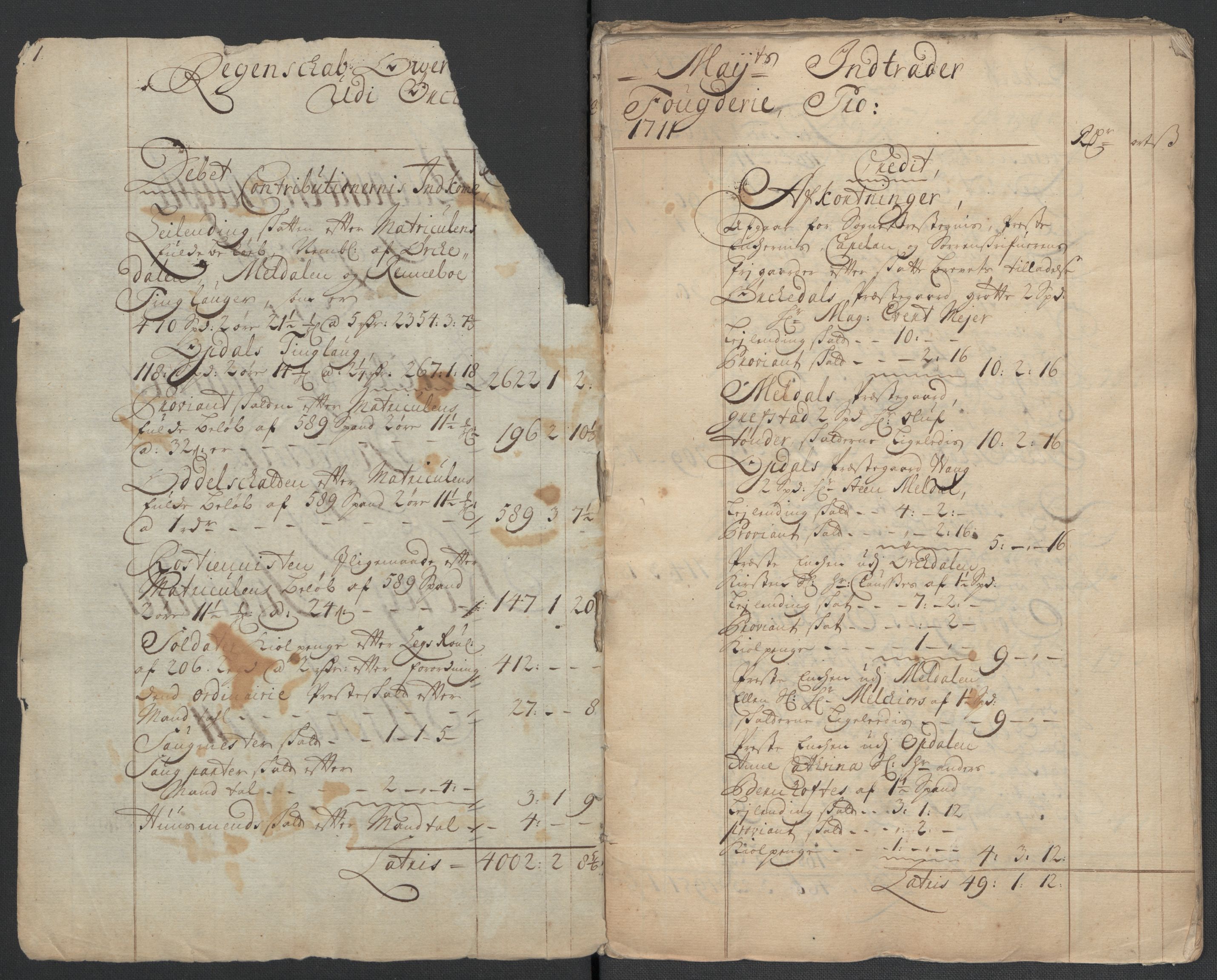 Rentekammeret inntil 1814, Reviderte regnskaper, Fogderegnskap, AV/RA-EA-4092/R60/L3961: Fogderegnskap Orkdal og Gauldal, 1711, s. 7