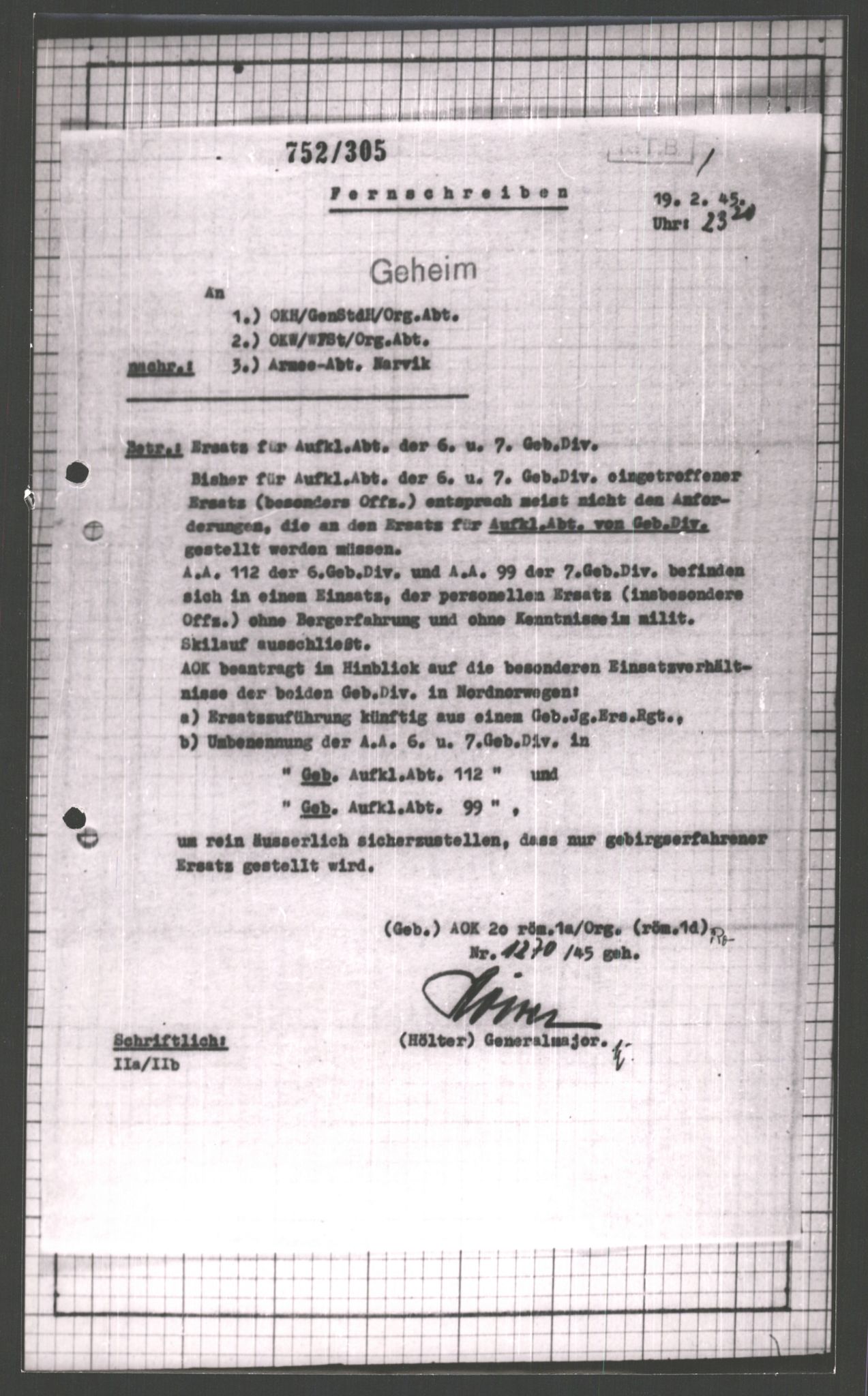 Forsvarets Overkommando. 2 kontor. Arkiv 11.4. Spredte tyske arkivsaker, AV/RA-RAFA-7031/D/Dar/Dara/L0003: Krigsdagbøker for 20. Gebirgs-Armee-Oberkommando (AOK 20), 1945, s. 160