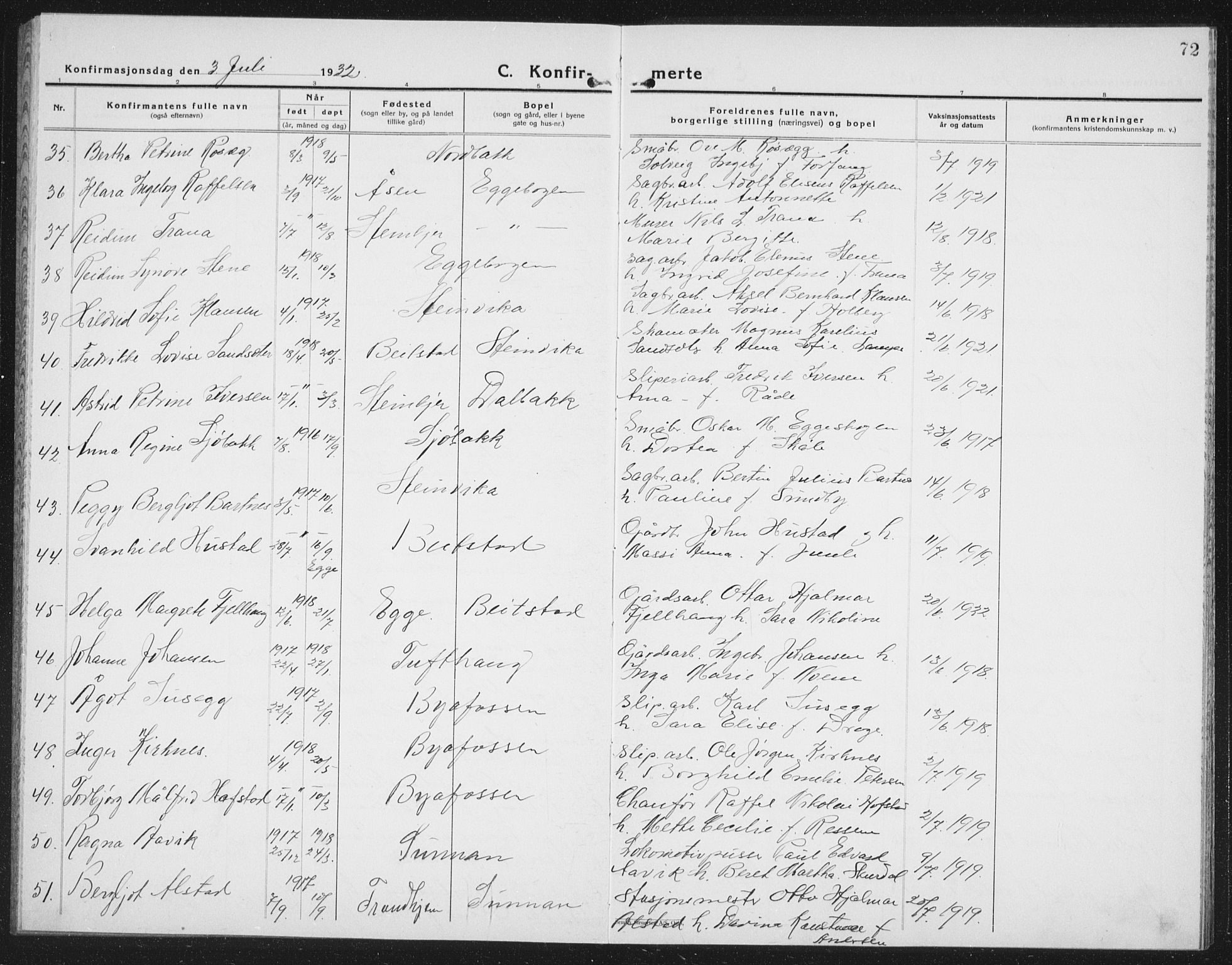 Ministerialprotokoller, klokkerbøker og fødselsregistre - Nord-Trøndelag, AV/SAT-A-1458/740/L0383: Klokkerbok nr. 740C04, 1927-1939, s. 72