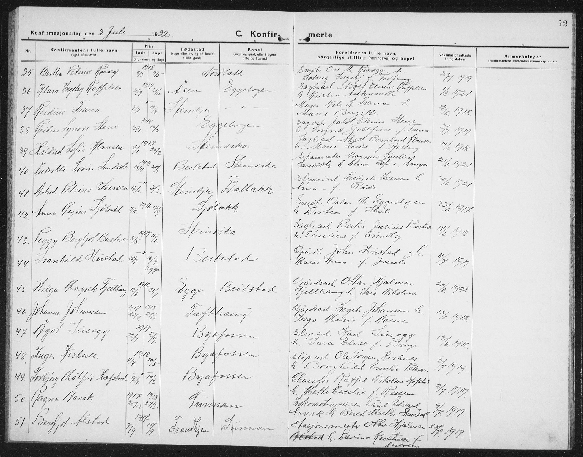 Ministerialprotokoller, klokkerbøker og fødselsregistre - Nord-Trøndelag, SAT/A-1458/740/L0383: Klokkerbok nr. 740C04, 1927-1939, s. 72