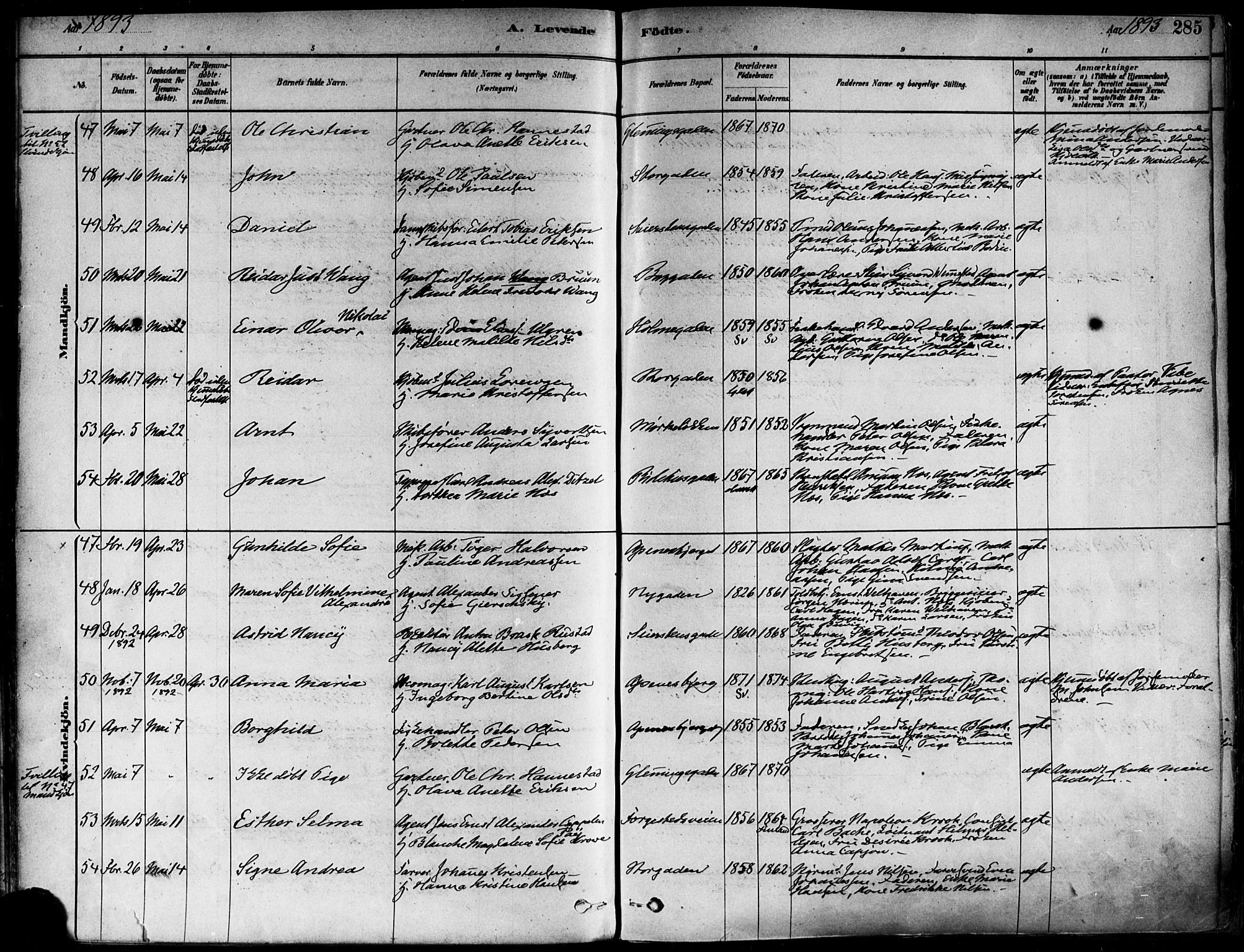 Fredrikstad domkirkes prestekontor Kirkebøker, AV/SAO-A-10906/F/Fa/L0002: Ministerialbok nr. 2, 1878-1894, s. 285
