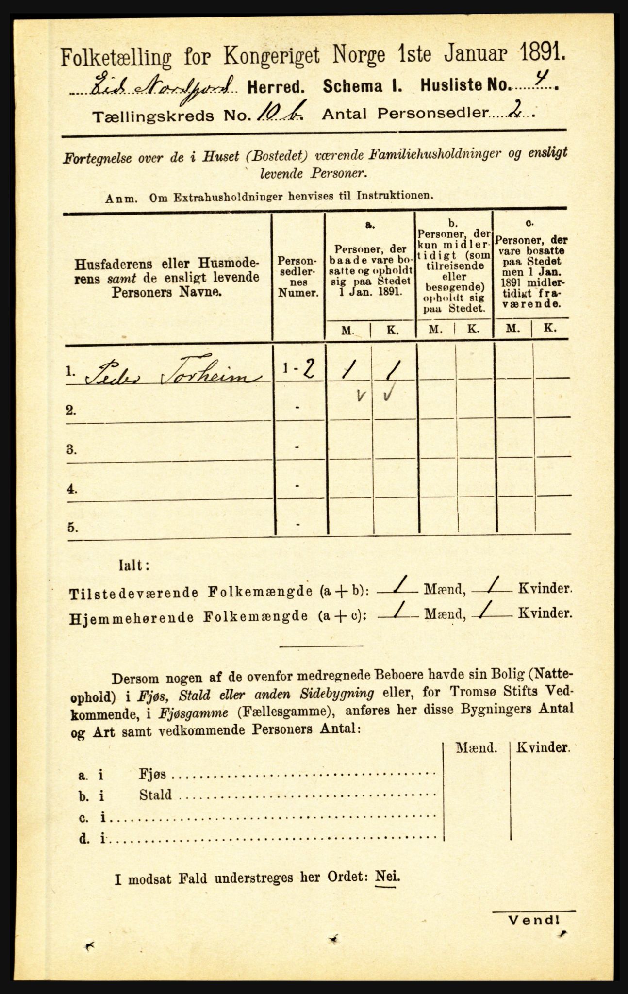 RA, Folketelling 1891 for 1443 Eid herred, 1891, s. 3300