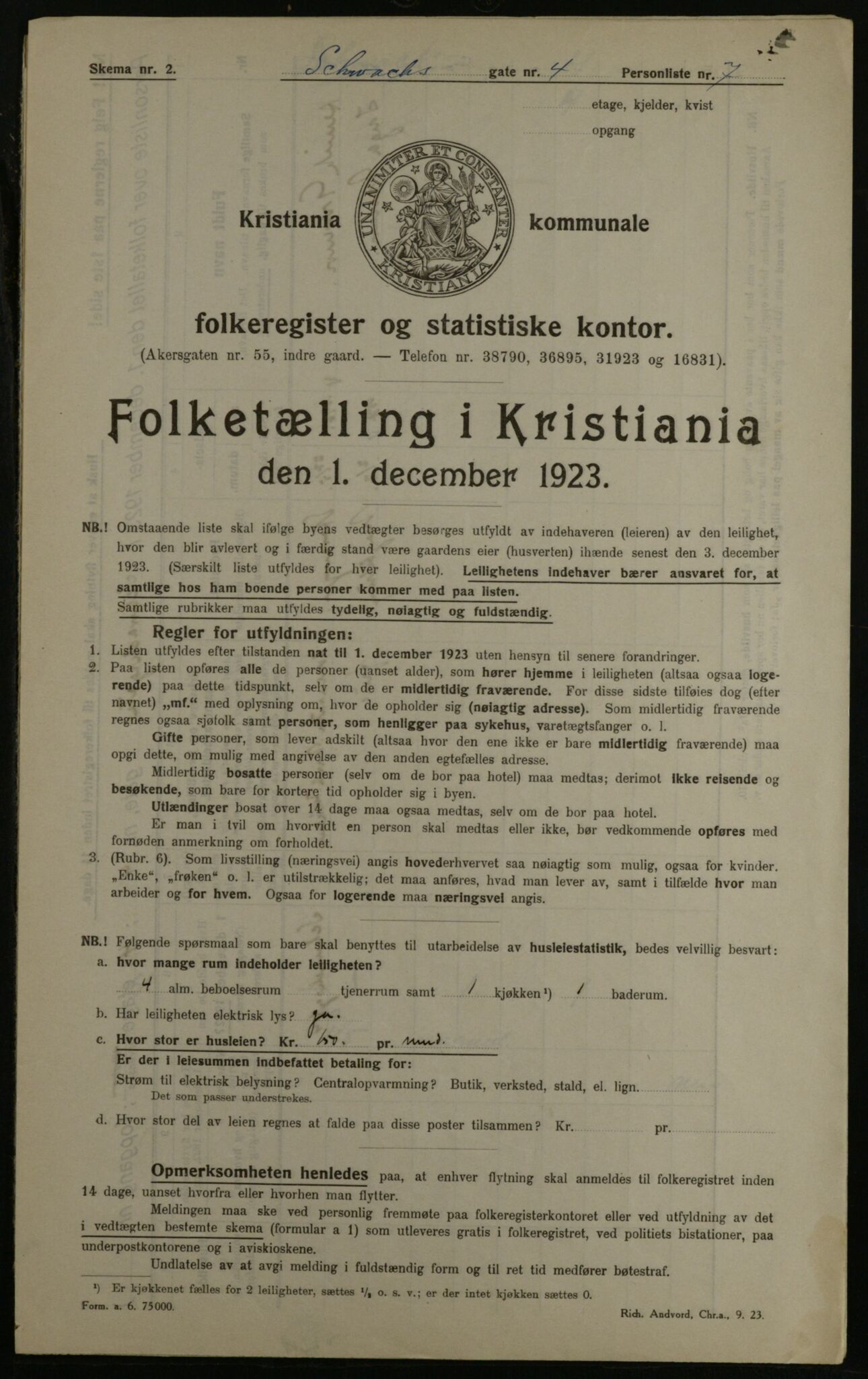 OBA, Kommunal folketelling 1.12.1923 for Kristiania, 1923, s. 100746