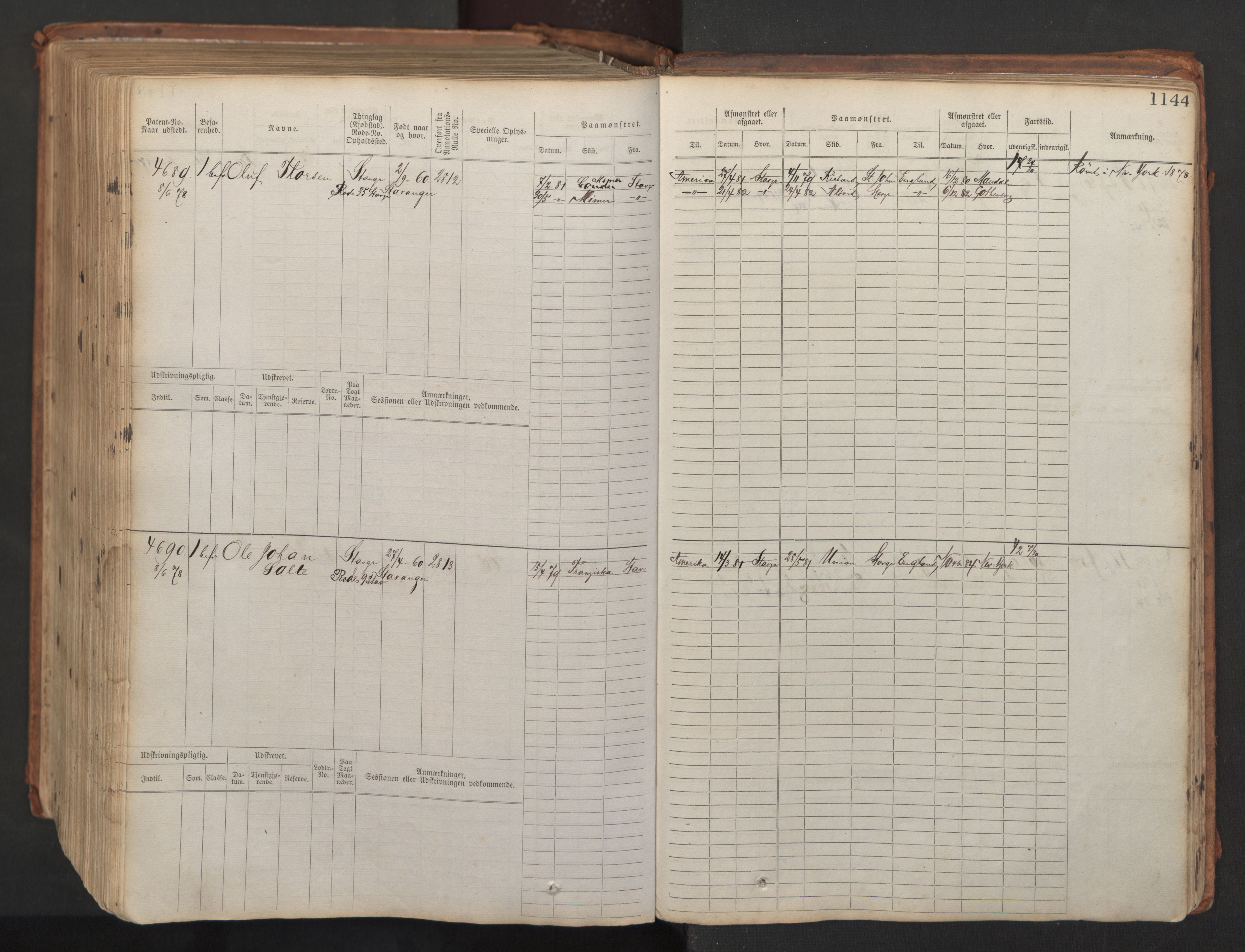 Stavanger sjømannskontor, AV/SAST-A-102006/F/Fb/Fbb/L0008: Sjøfartshovedrulle, patentnr. 3605-4804, 1873, s. 630