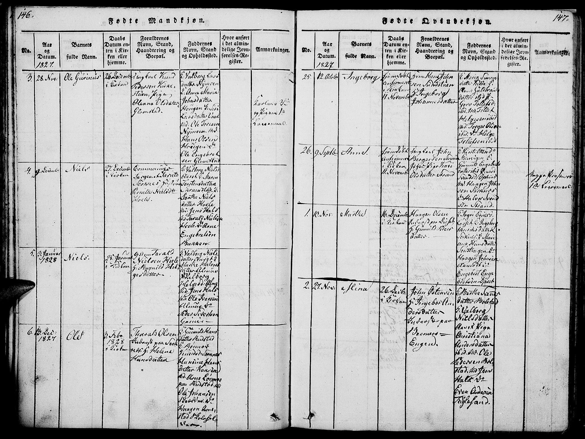 Åmot prestekontor, Hedmark, AV/SAH-PREST-056/H/Ha/Hab/L0001: Klokkerbok nr. 1, 1815-1847, s. 146-147