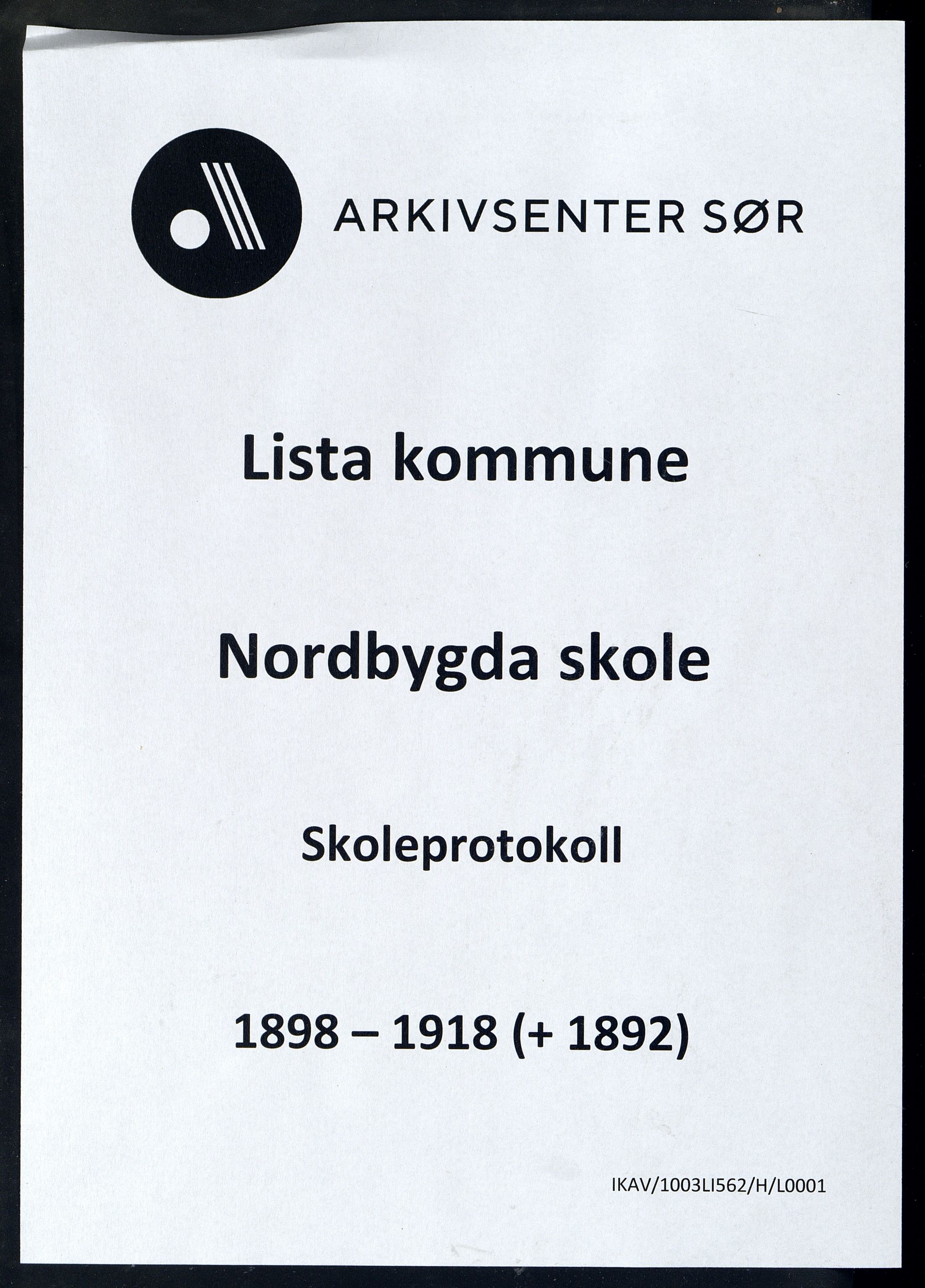 Lista kommune - Nordbygda Skole, ARKSOR/1003LI562/H/L0001: Skoleprotokoll (d), 1898-1918