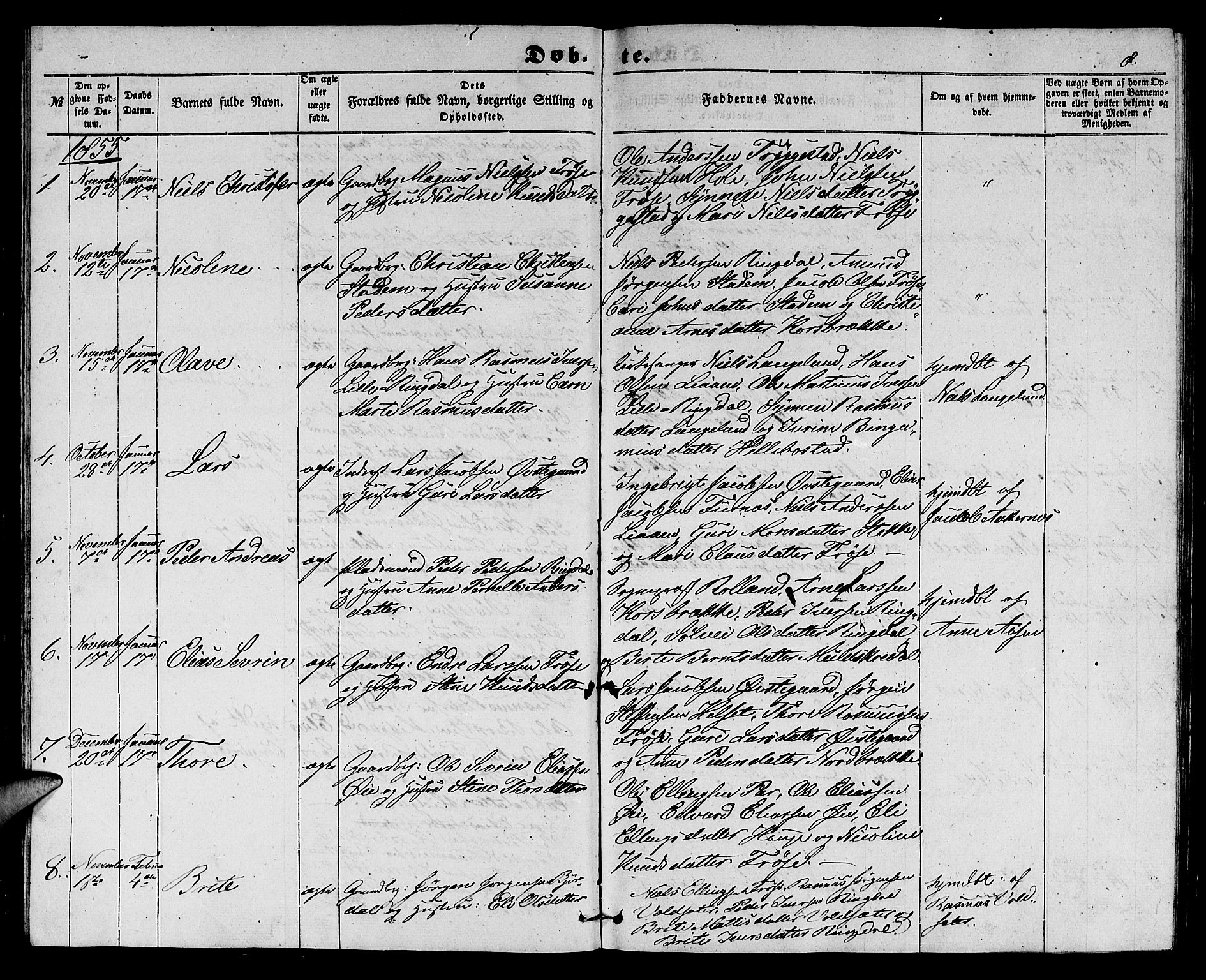 Ministerialprotokoller, klokkerbøker og fødselsregistre - Møre og Romsdal, AV/SAT-A-1454/517/L0228: Klokkerbok nr. 517C01, 1854-1865, s. 8