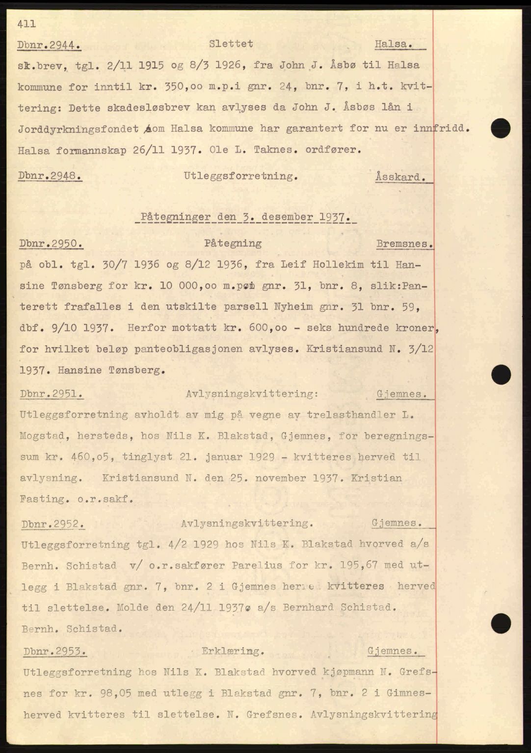 Nordmøre sorenskriveri, SAT/A-4132/1/2/2Ca: Pantebok nr. C80, 1936-1939, Dagboknr: 2944/1937