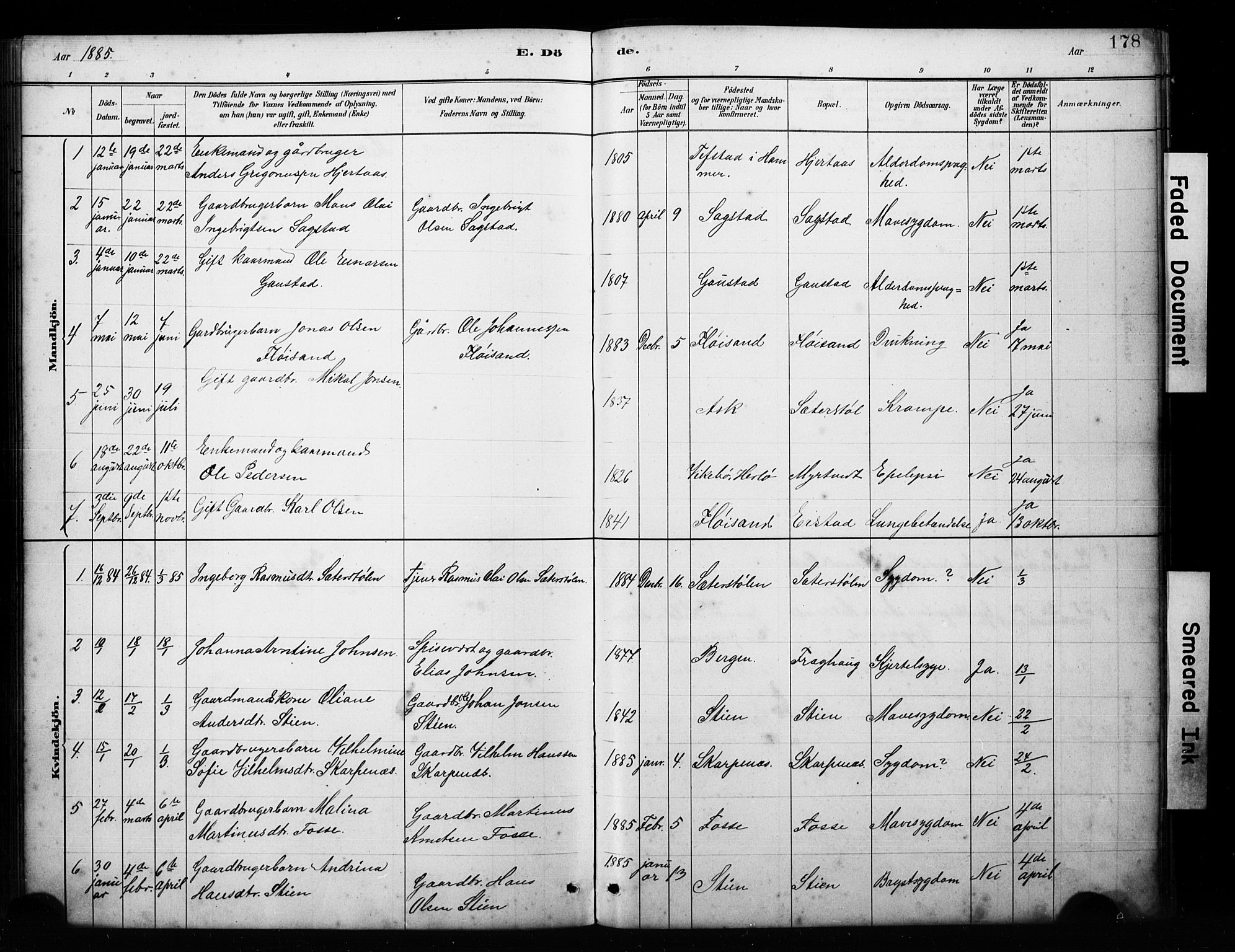 Alversund Sokneprestembete, AV/SAB-A-73901/H/Ha/Hab: Klokkerbok nr. C 3, 1881-1894, s. 178