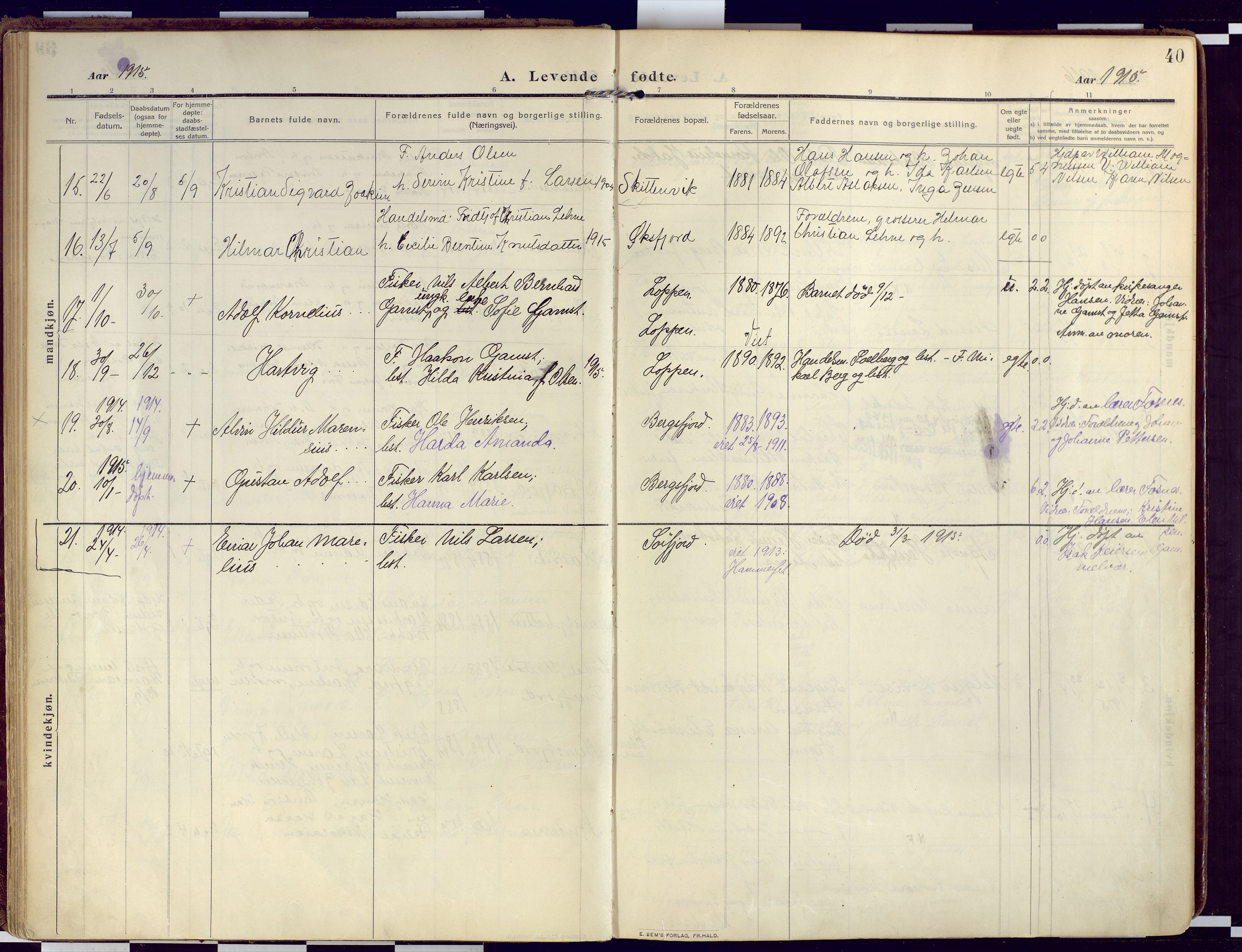 Loppa sokneprestkontor, AV/SATØ-S-1339/H/Ha/L0011kirke: Ministerialbok nr. 11, 1909-1919, s. 40