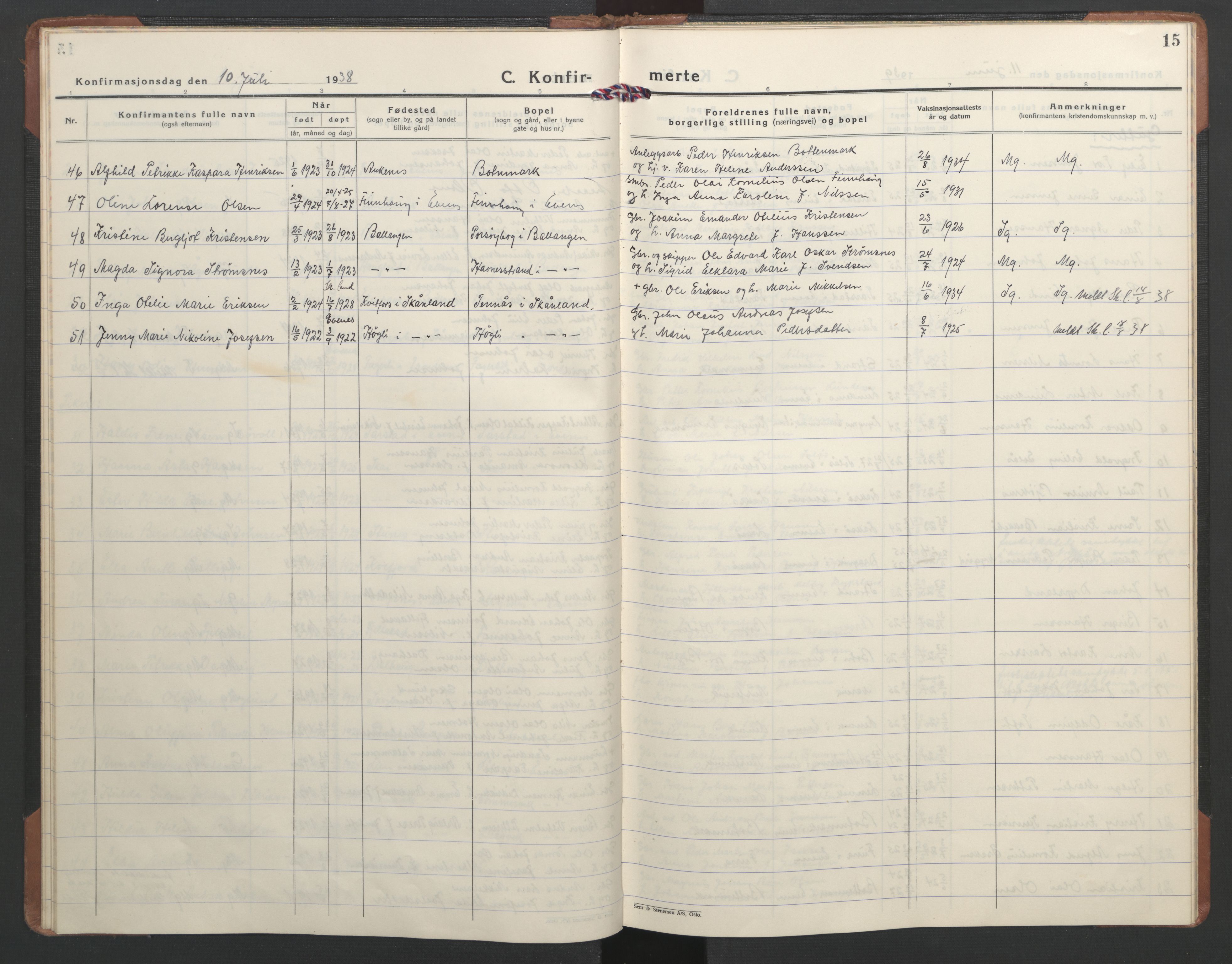 Ministerialprotokoller, klokkerbøker og fødselsregistre - Nordland, AV/SAT-A-1459/863/L0906: Ministerialbok nr. 863A18, 1935-1954, s. 15