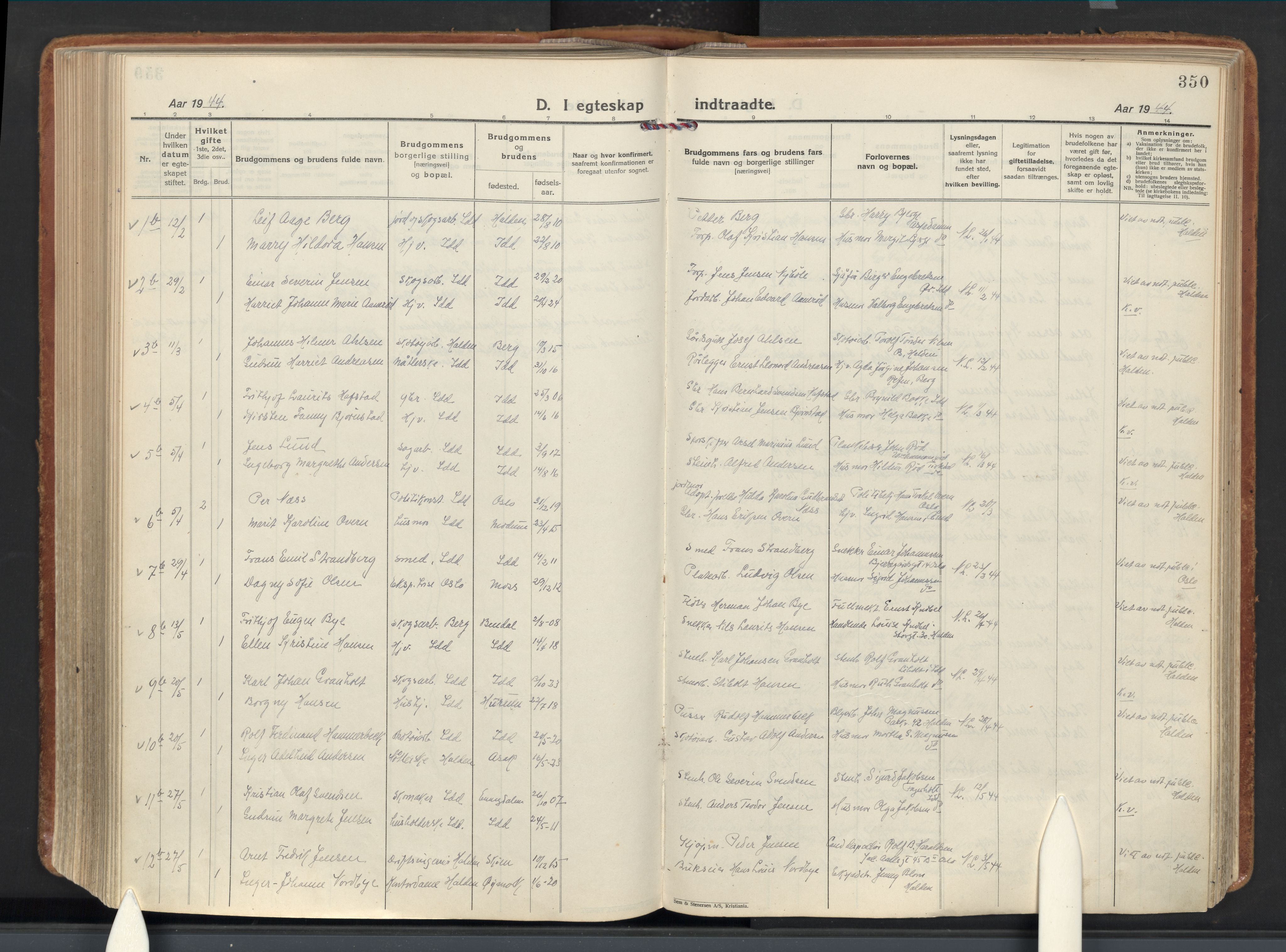 Idd prestekontor Kirkebøker, AV/SAO-A-10911/F/Fc/L0008: Ministerialbok nr. III 8, 1926-1953, s. 350