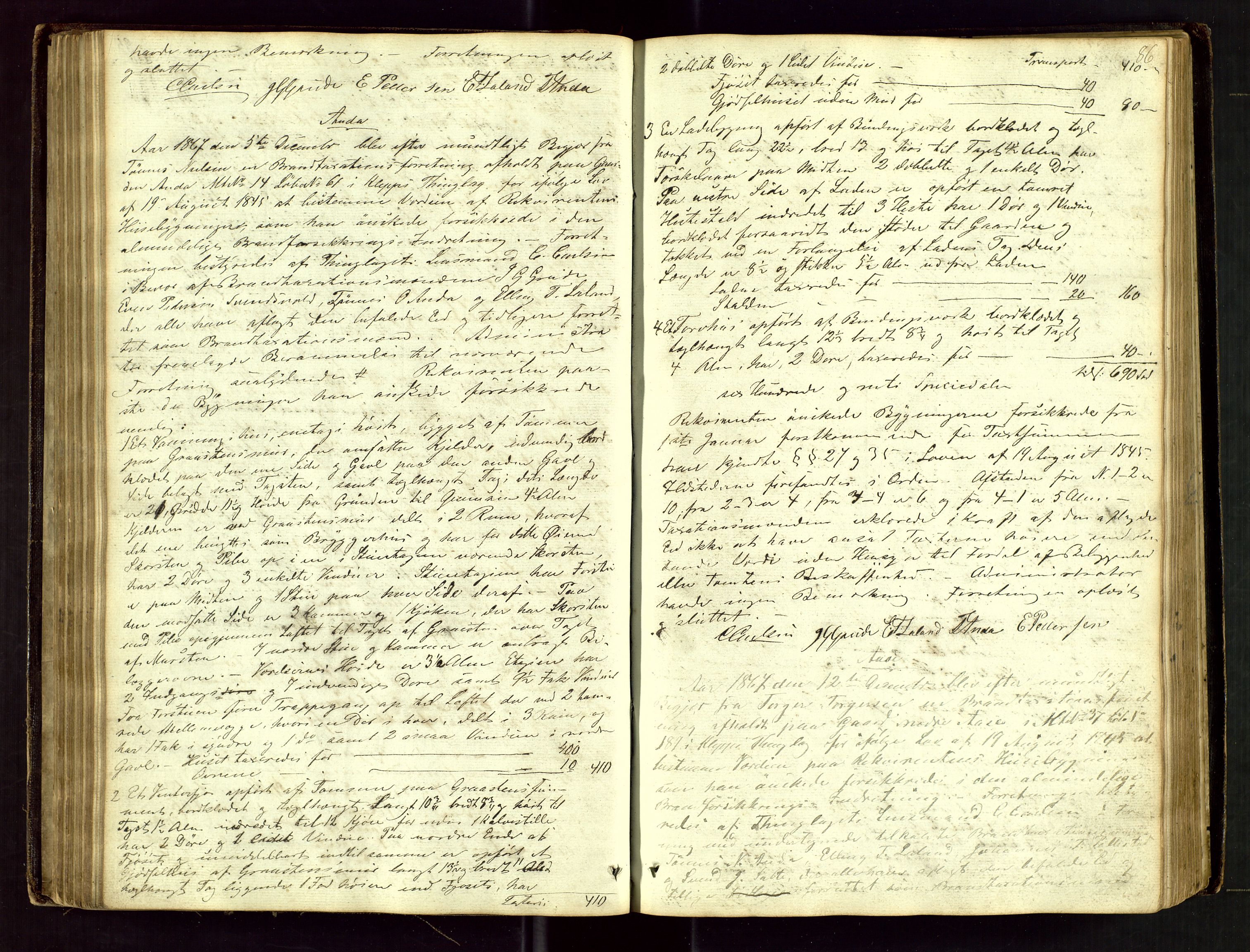 Klepp lensmannskontor, AV/SAST-A-100163/Gob/L0001: "Brandtaxatjons Protocol for Kleps Thinglaug", 1846-1881, s. 85b-86a