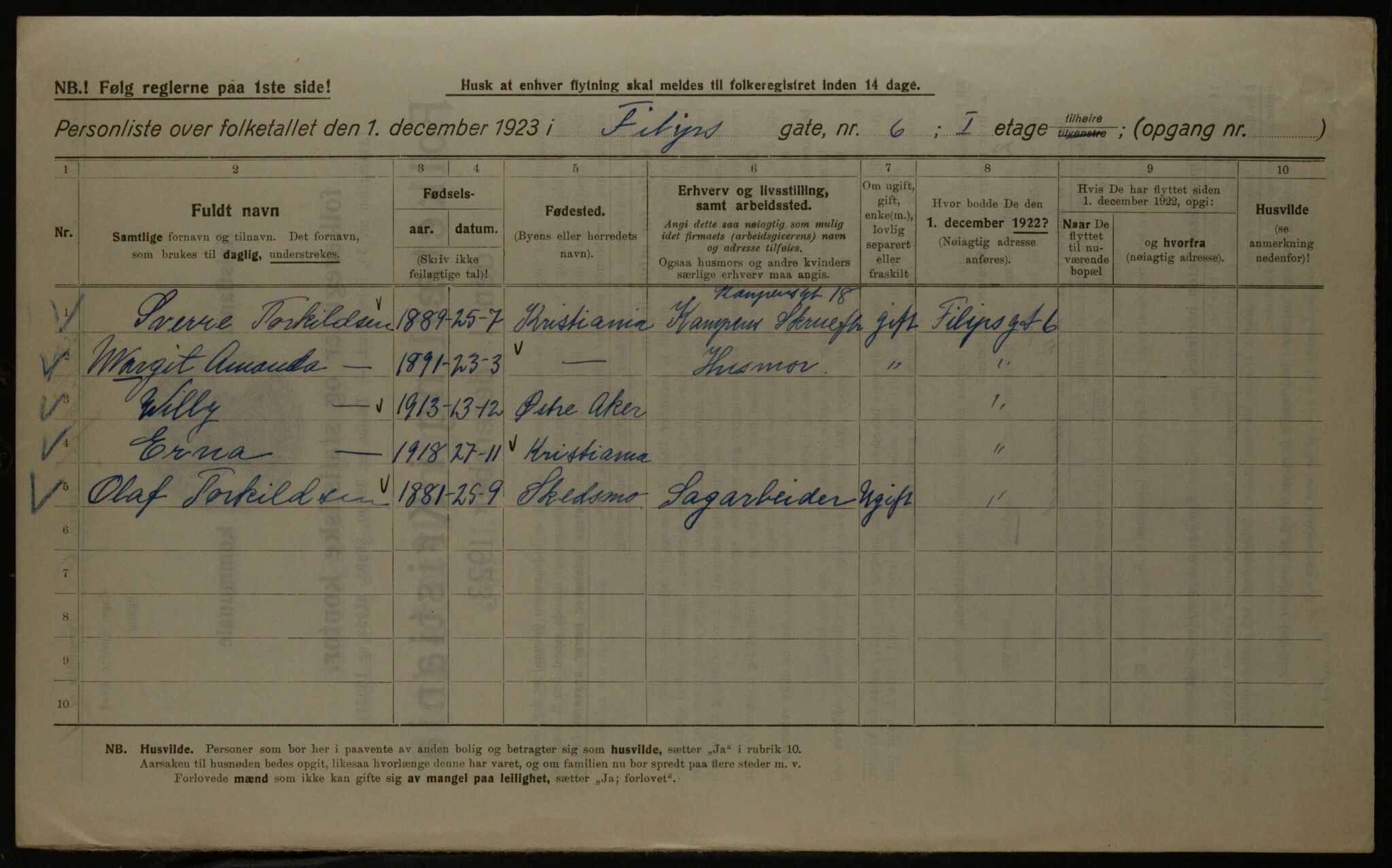 OBA, Kommunal folketelling 1.12.1923 for Kristiania, 1923, s. 27347