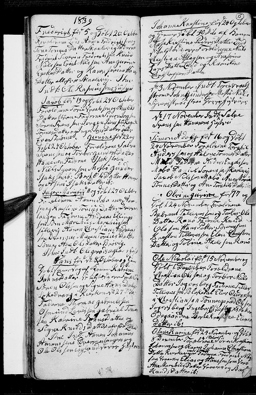 Oddernes sokneprestkontor, AV/SAK-1111-0033/F/Fb/Fba/L0004: Klokkerbok nr. B 4, 1837-1846, s. 15