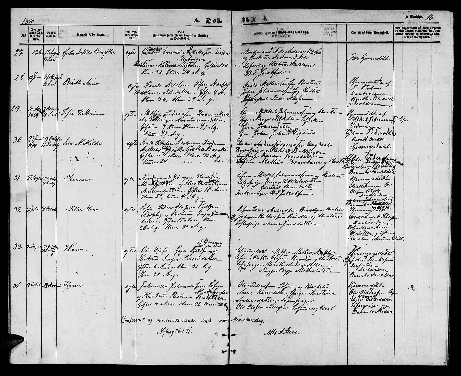 Nesseby sokneprestkontor, AV/SATØ-S-1330/H/Hb/L0003klokker: Klokkerbok nr. 3, 1869-1876, s. 10