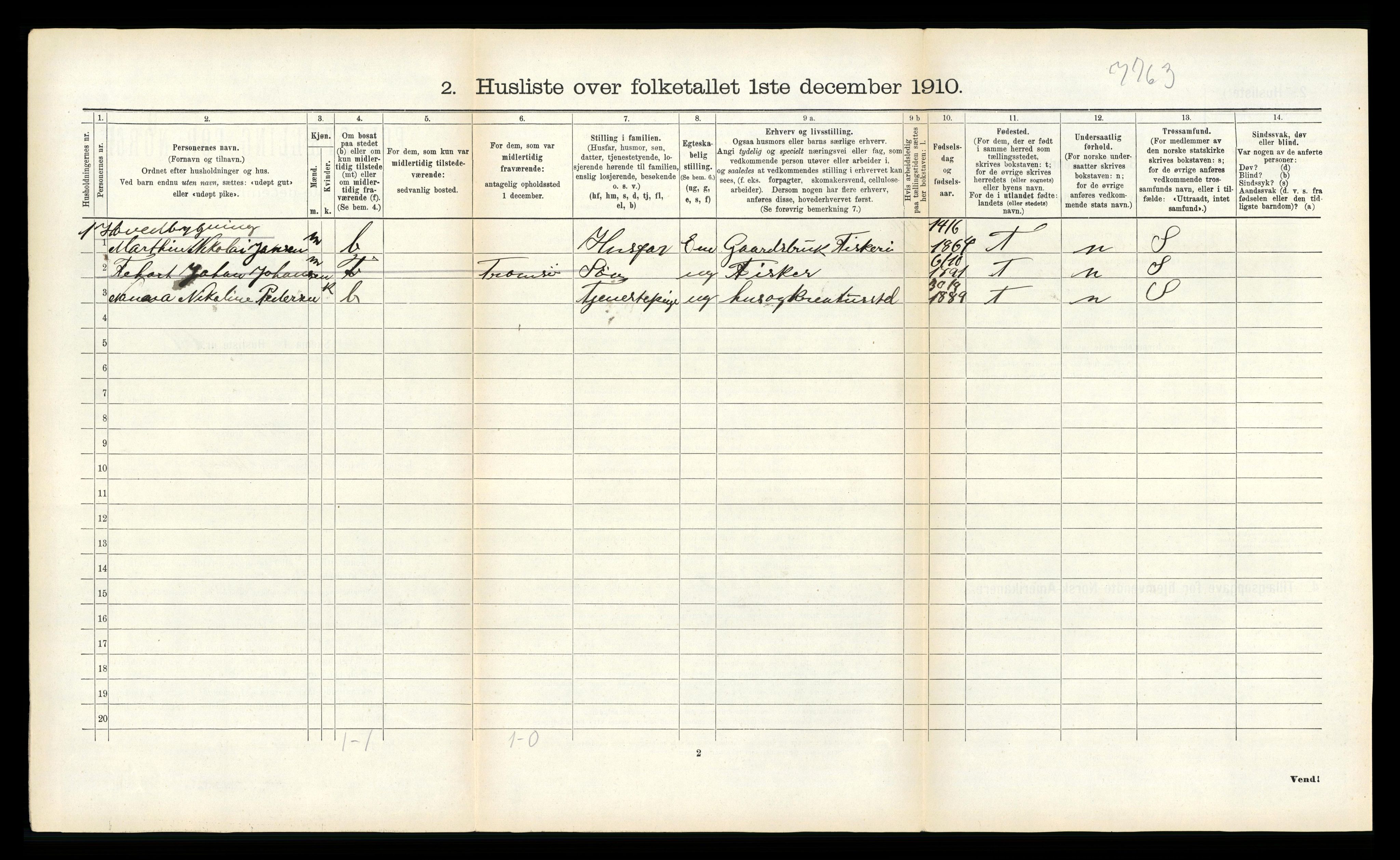 RA, Folketelling 1910 for 1934 Tromsøysund herred, 1910, s. 1156