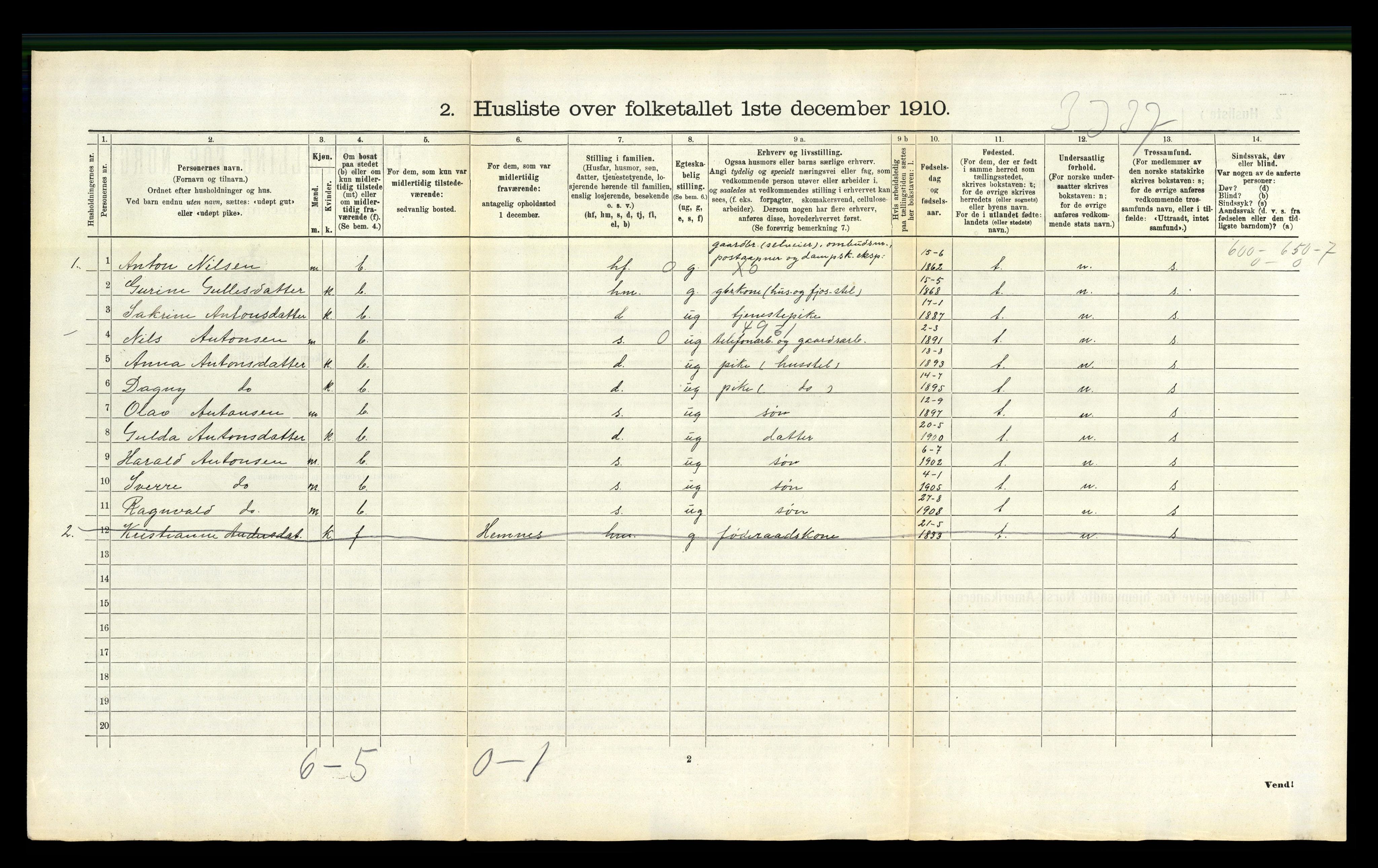 RA, Folketelling 1910 for 1833 Mo herred, 1910, s. 146