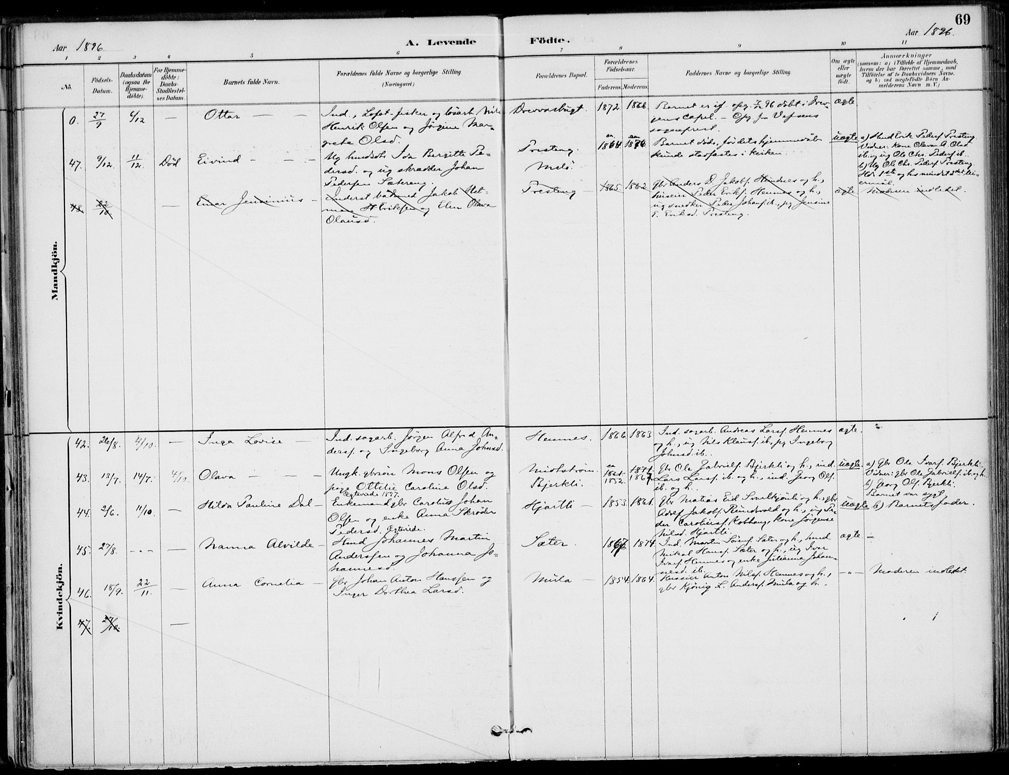 Ministerialprotokoller, klokkerbøker og fødselsregistre - Nordland, SAT/A-1459/825/L0362: Ministerialbok nr. 825A16, 1886-1908, s. 69