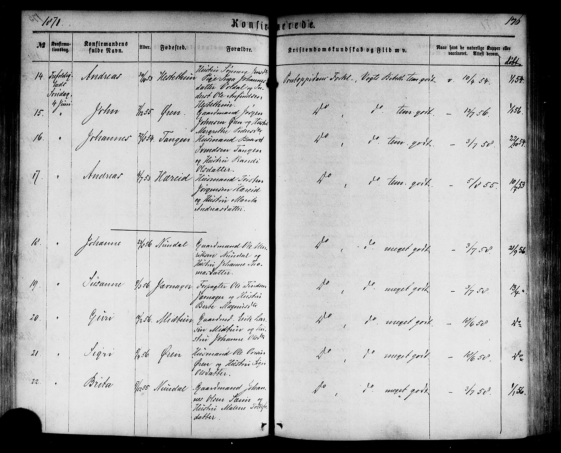 Årdal sokneprestembete, SAB/A-81701: Ministerialbok nr. A 3, 1863-1886, s. 176
