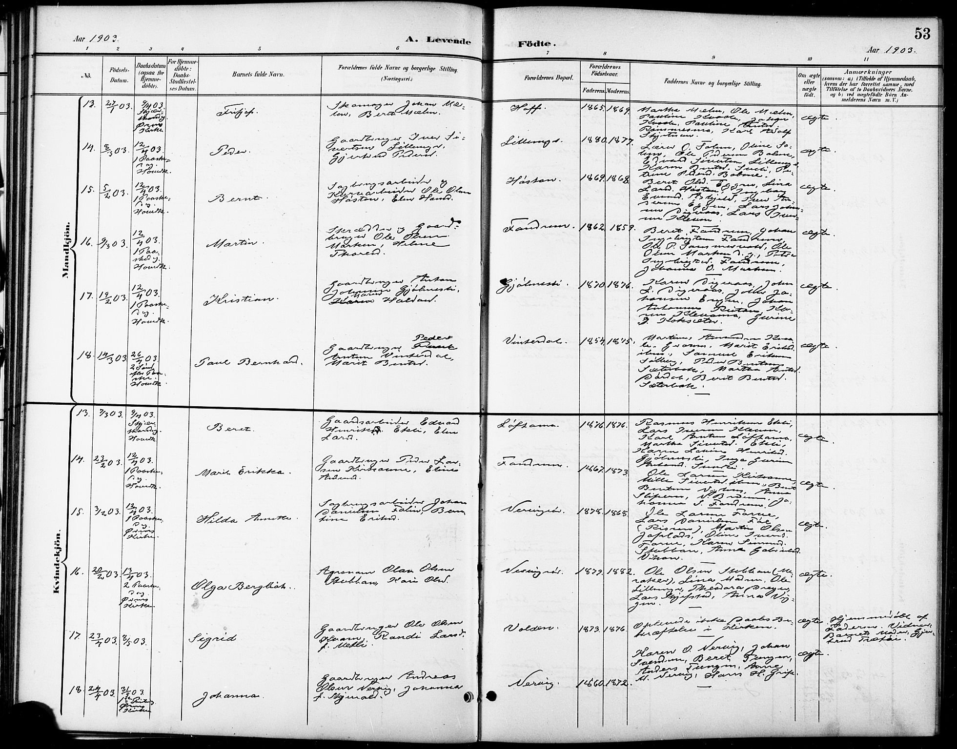 Ministerialprotokoller, klokkerbøker og fødselsregistre - Sør-Trøndelag, AV/SAT-A-1456/668/L0819: Klokkerbok nr. 668C08, 1899-1912, s. 53