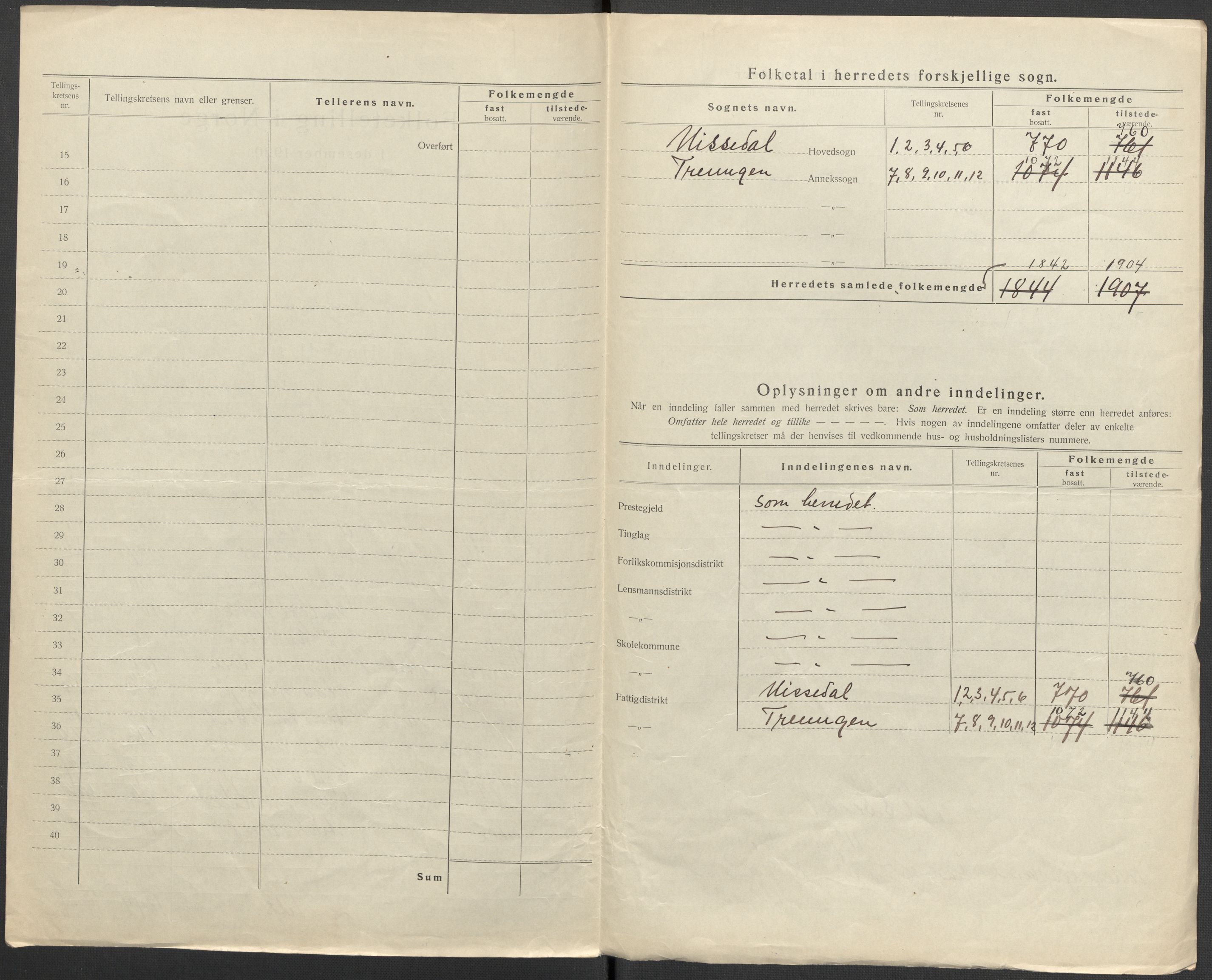 SAKO, Folketelling 1920 for 0830 Nissedal herred, 1920, s. 3