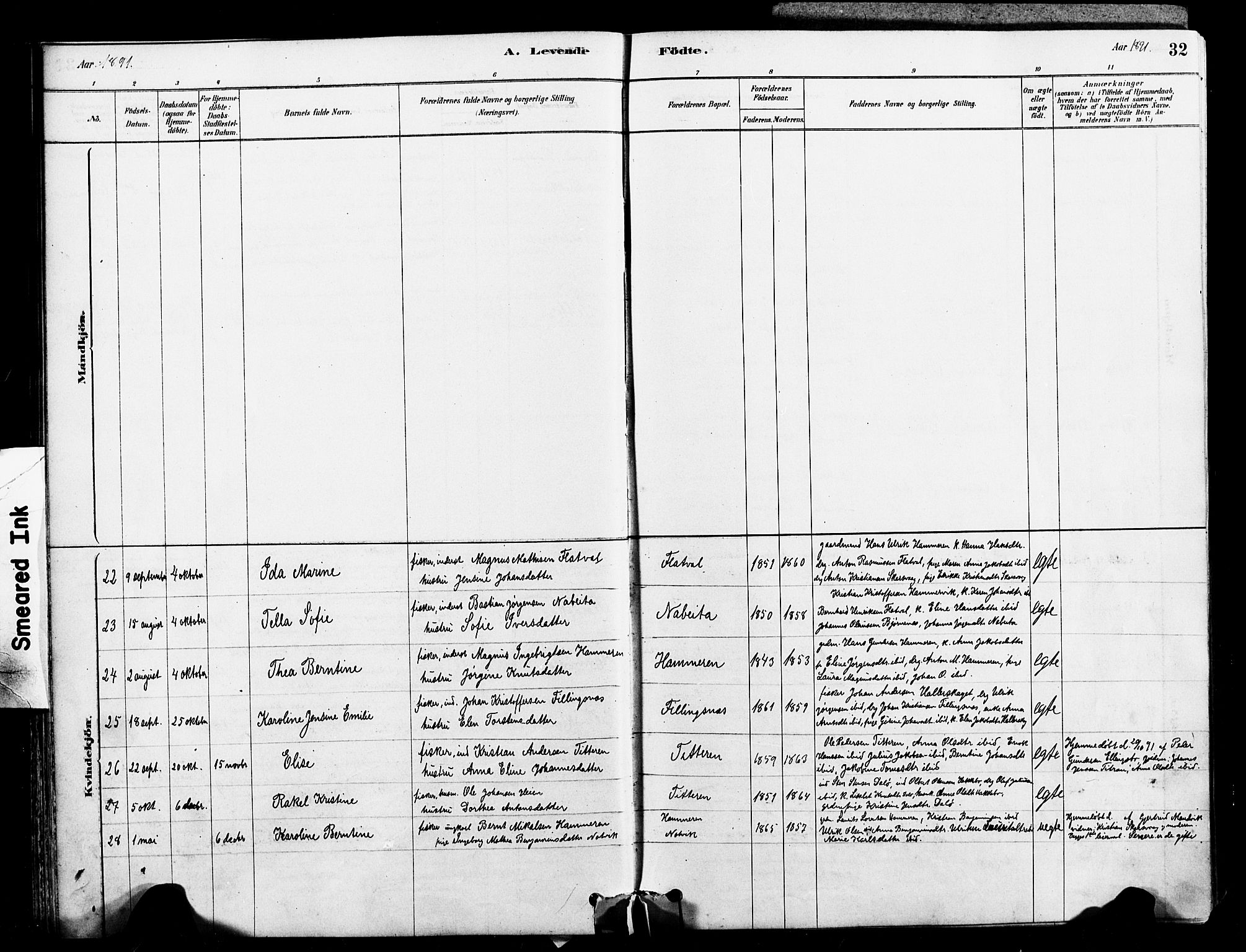 Ministerialprotokoller, klokkerbøker og fødselsregistre - Sør-Trøndelag, SAT/A-1456/641/L0595: Ministerialbok nr. 641A01, 1882-1897, s. 32