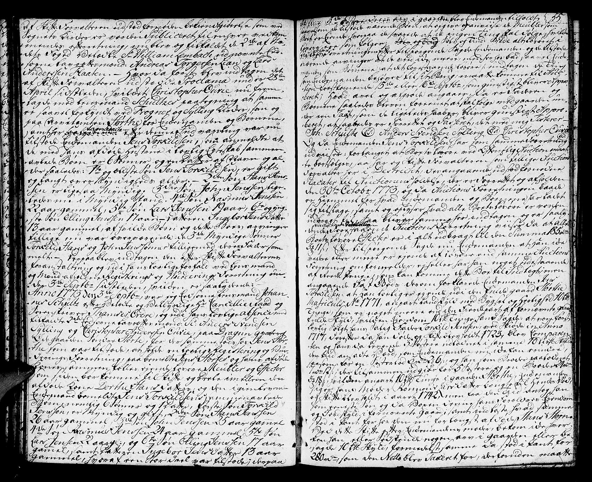 Lier, Røyken og Hurum sorenskriveri, AV/SAKO-A-89/H/Hc/L0006: Skifteprotokoll, 1773-1789, s. 54b-55a