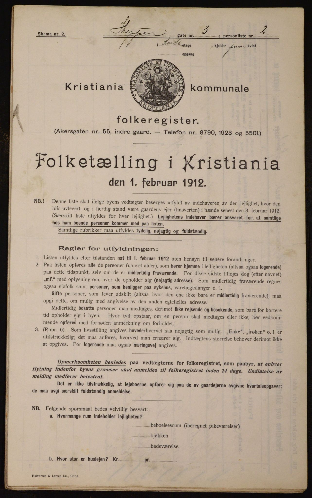 OBA, Kommunal folketelling 1.2.1912 for Kristiania, 1912, s. 95727