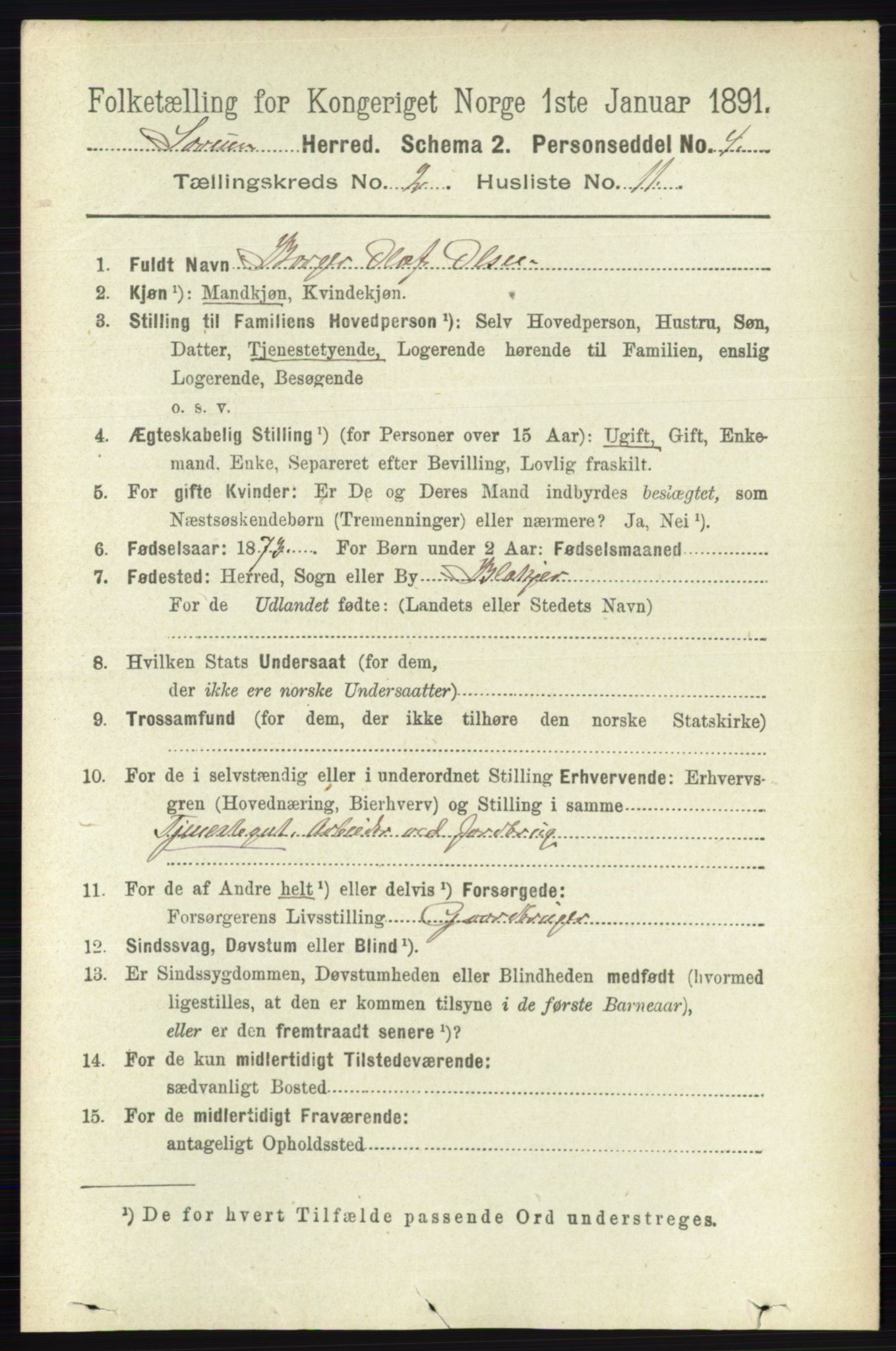 RA, Folketelling 1891 for 0226 Sørum herred, 1891, s. 734