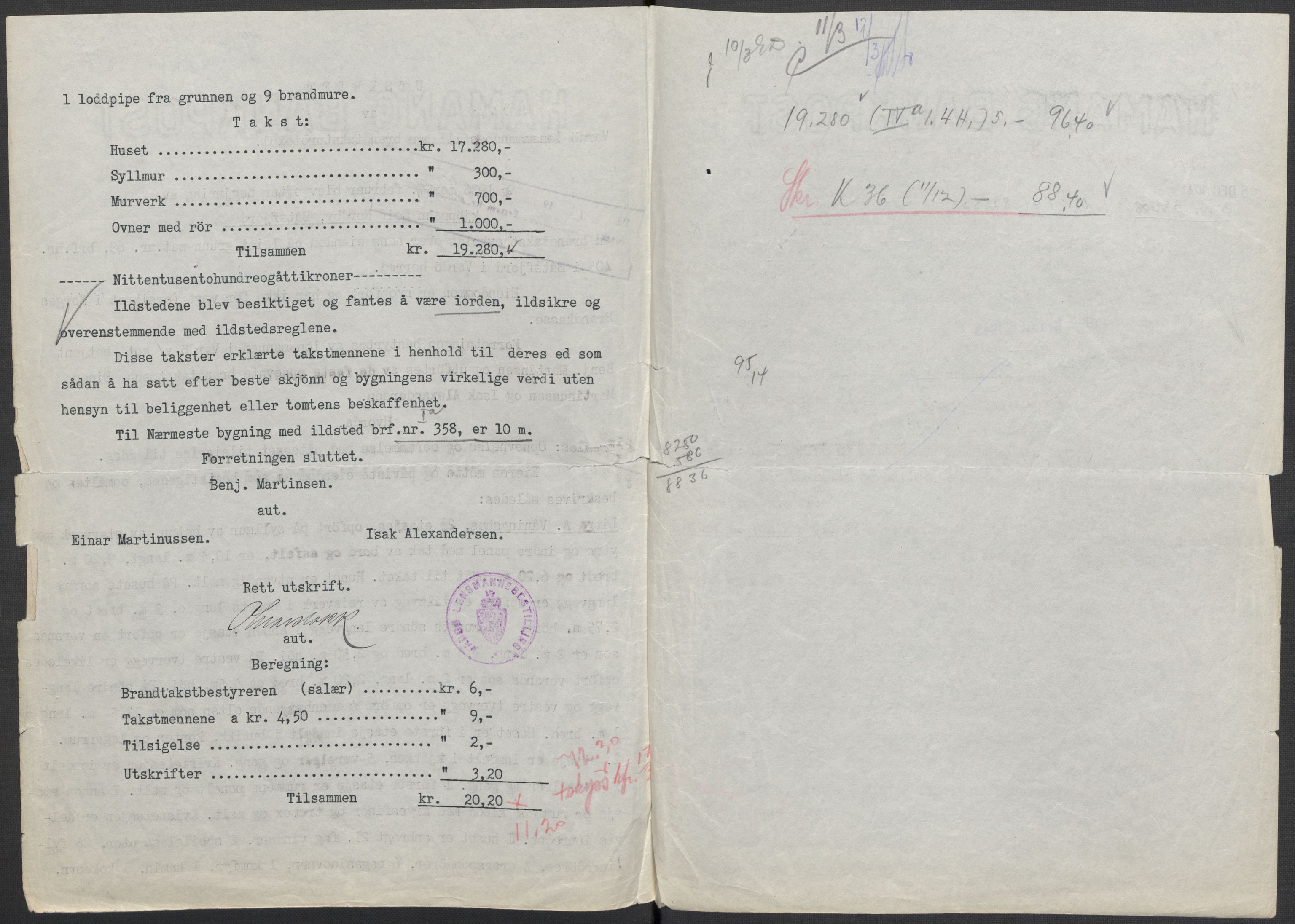 Norges Brannkasse, AV/RA-S-1549/E/Eu/L0019: Branntakster for Vardø by, 1889-1955, s. 39
