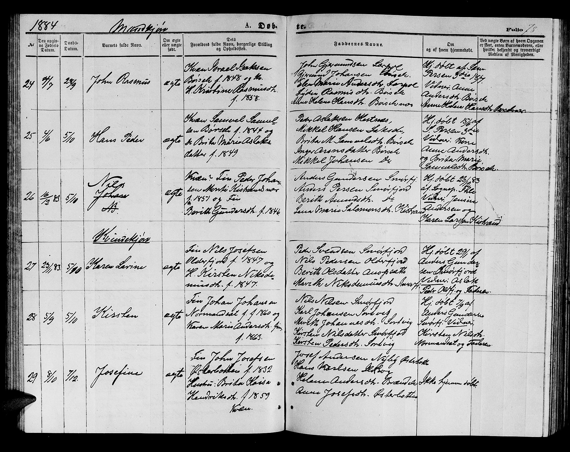Kistrand/Porsanger sokneprestembete, AV/SATØ-S-1351/H/Hb/L0003.klokk: Klokkerbok nr. 3, 1874-1885, s. 78