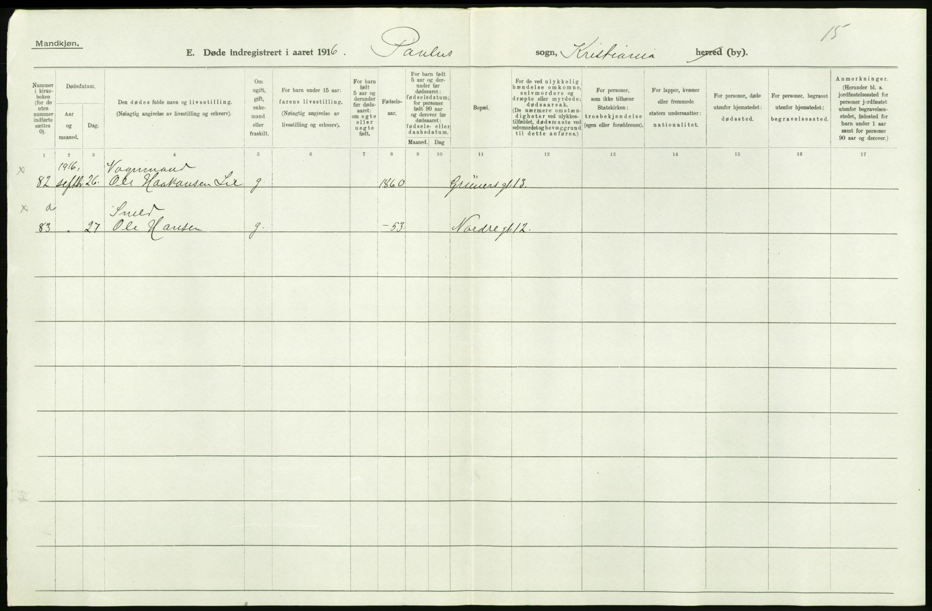 Statistisk sentralbyrå, Sosiodemografiske emner, Befolkning, AV/RA-S-2228/D/Df/Dfb/Dfbf/L0009: Kristiania: Døde., 1916, s. 66