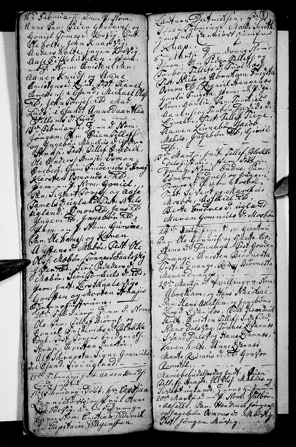 Oddernes sokneprestkontor, SAK/1111-0033/F/Fb/Fba/L0002: Klokkerbok nr. B 2, 1791-1806, s. 8