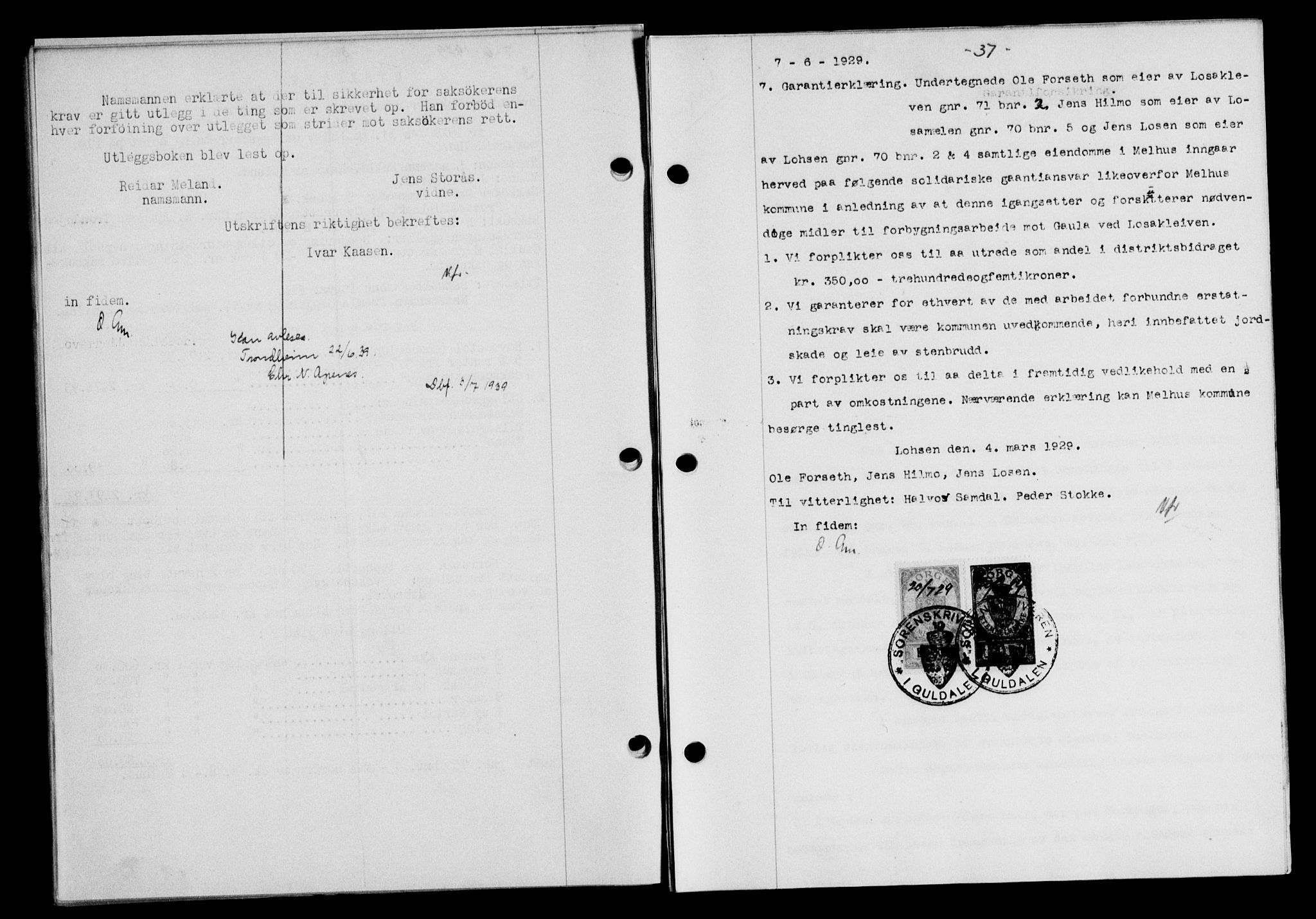 Gauldal sorenskriveri, AV/SAT-A-0014/1/2/2C/L0038: Pantebok nr. 39, 1929-1930, Tingl.dato: 07.06.1929
