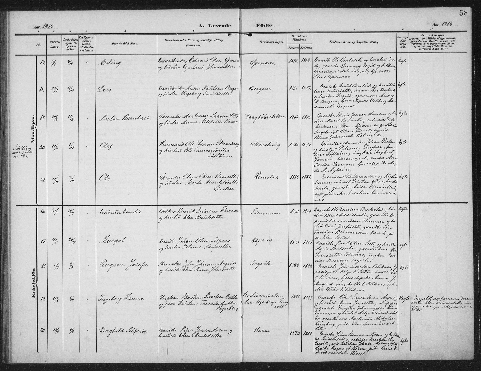 Ministerialprotokoller, klokkerbøker og fødselsregistre - Møre og Romsdal, AV/SAT-A-1454/586/L0989: Ministerialbok nr. 586A15, 1906-1915, s. 58