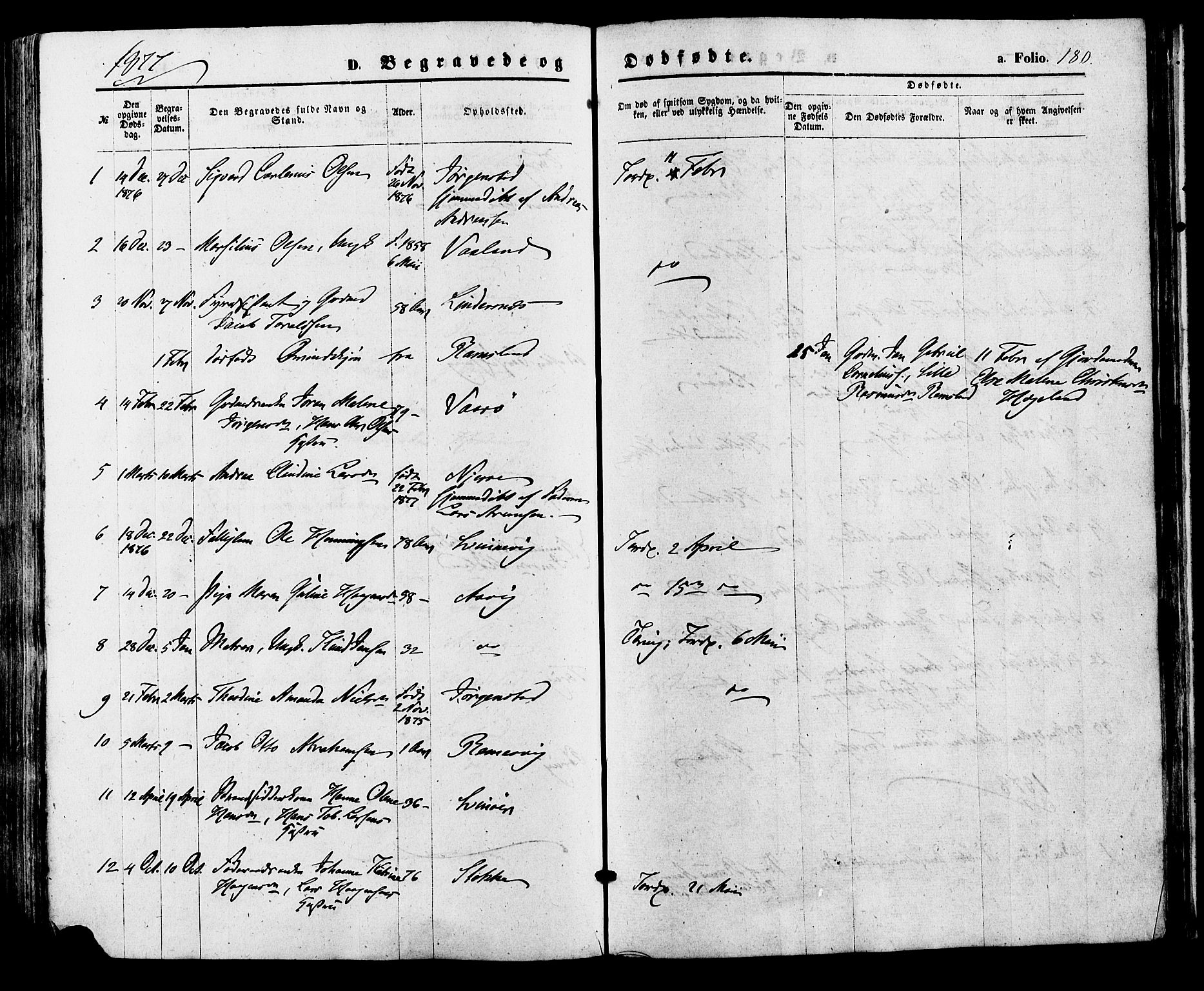 Sør-Audnedal sokneprestkontor, SAK/1111-0039/F/Fa/Faa/L0003: Ministerialbok nr. A 3, 1868-1883, s. 180