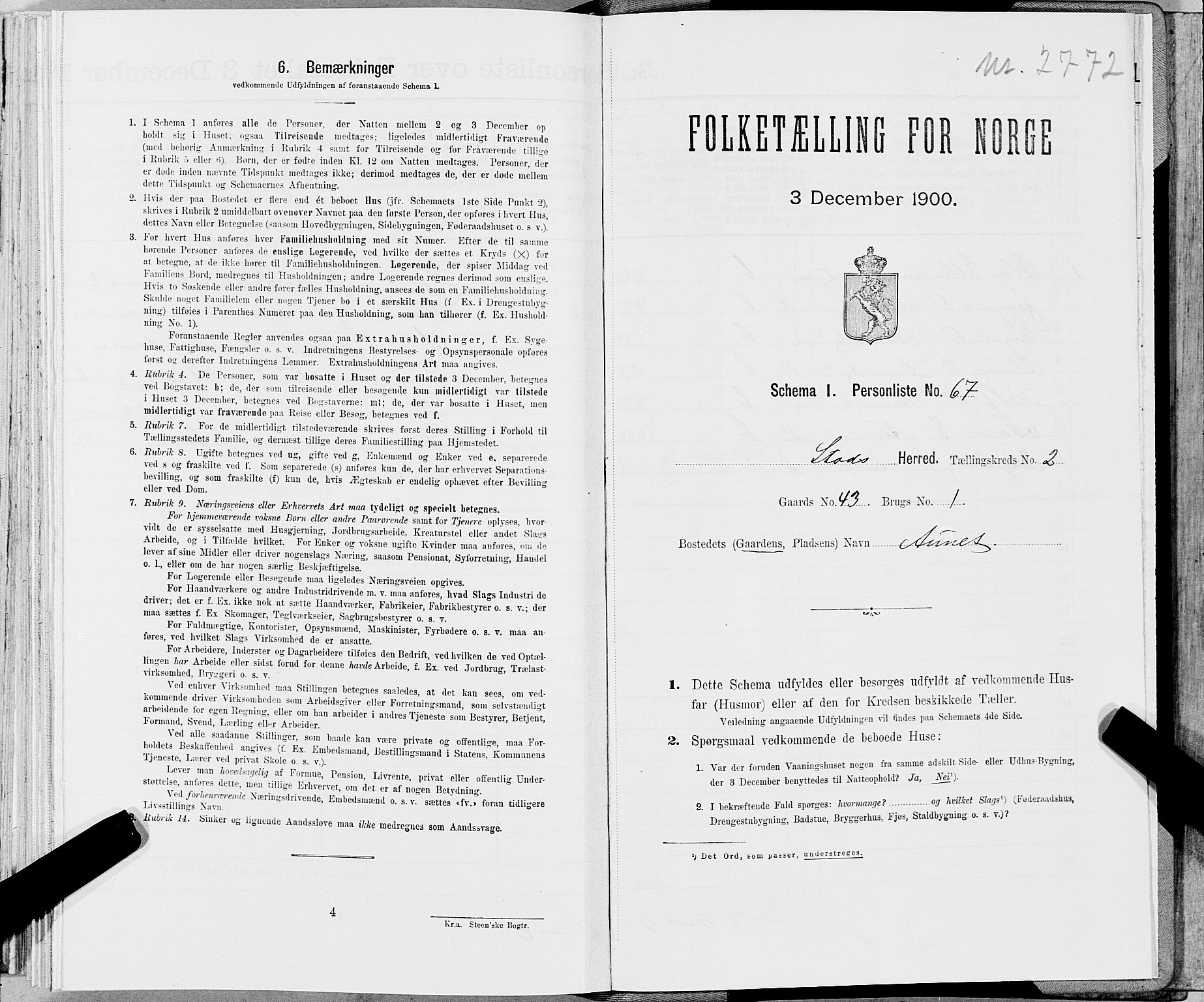 SAT, Folketelling 1900 for 1734 Stod herred, 1900, s. 483