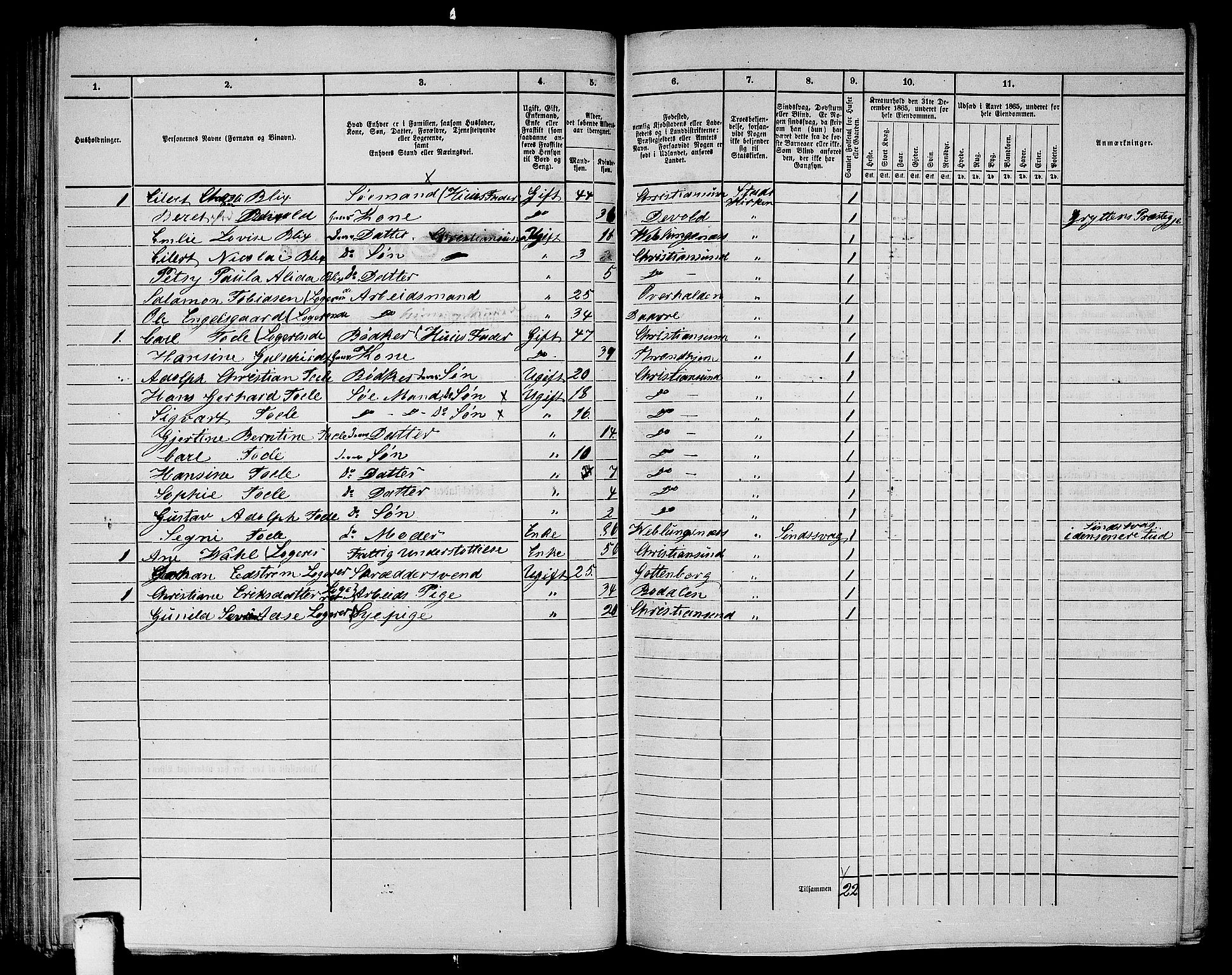 RA, Folketelling 1865 for 1503B Kristiansund prestegjeld, Kristiansund kjøpstad, 1865, s. 127