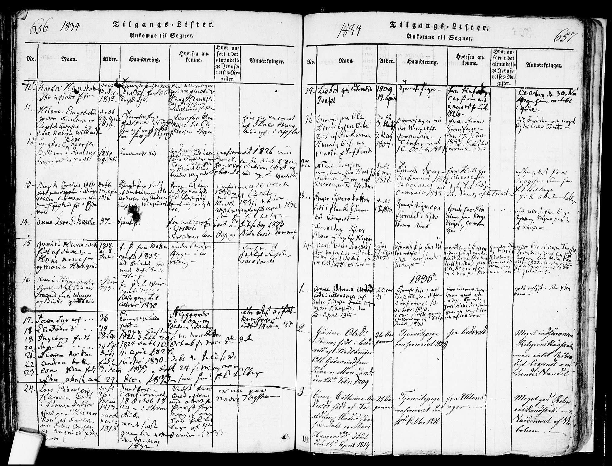 Nes prestekontor Kirkebøker, AV/SAO-A-10410/F/Fa/L0005: Ministerialbok nr. I 5, 1815-1835, s. 656-657