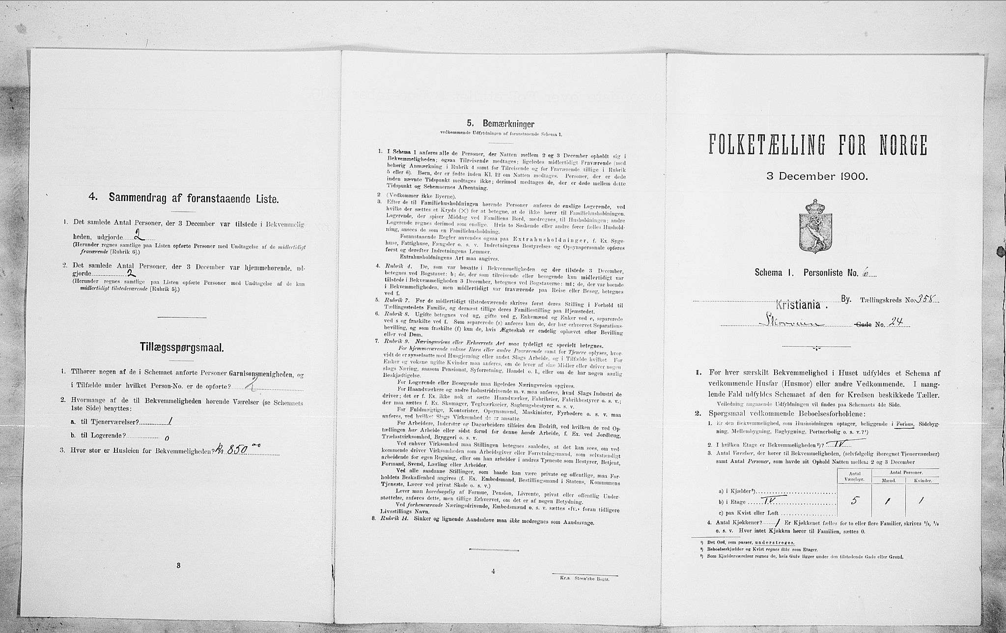 SAO, Folketelling 1900 for 0301 Kristiania kjøpstad, 1900, s. 85955