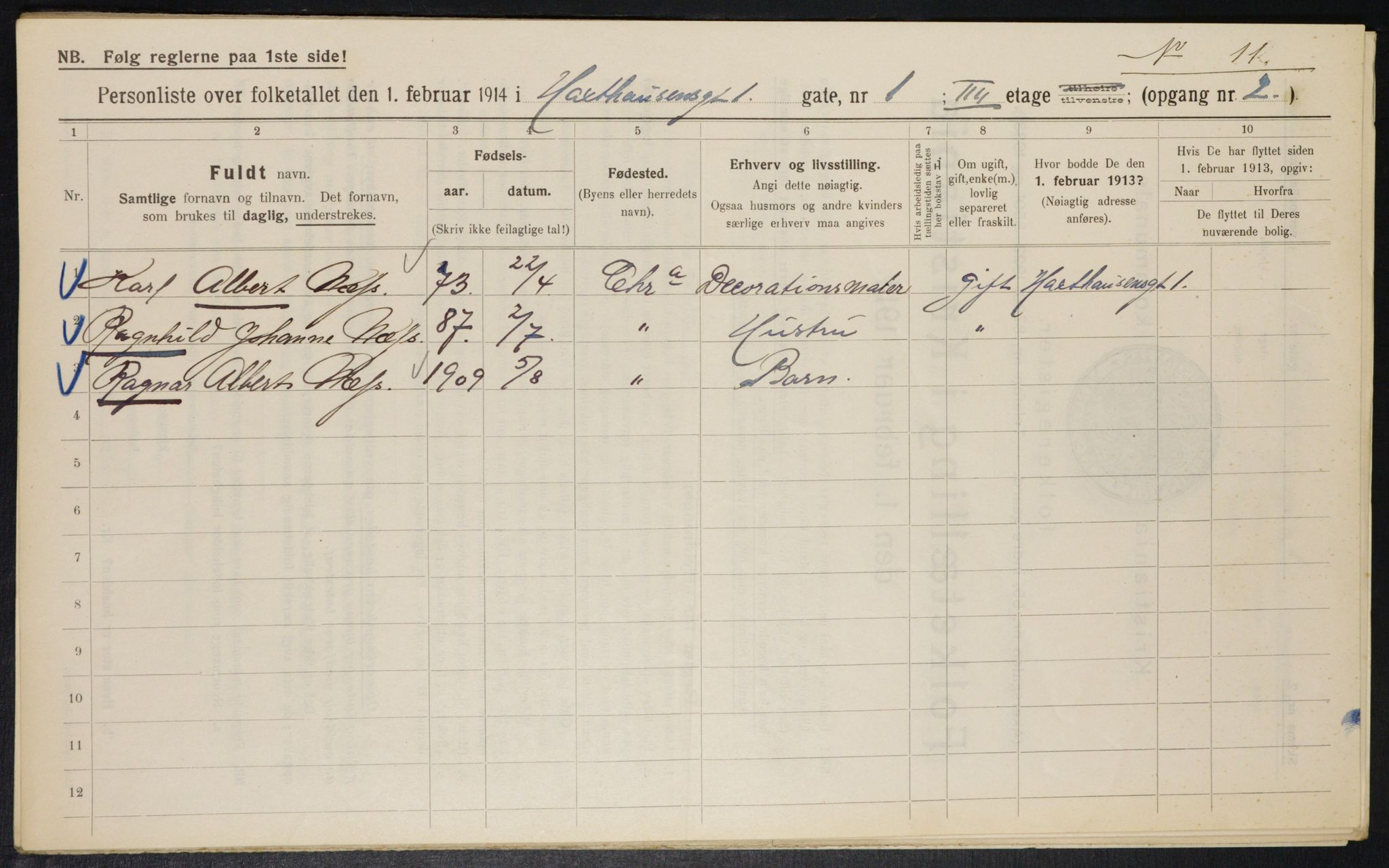 OBA, Kommunal folketelling 1.2.1914 for Kristiania, 1914, s. 35567