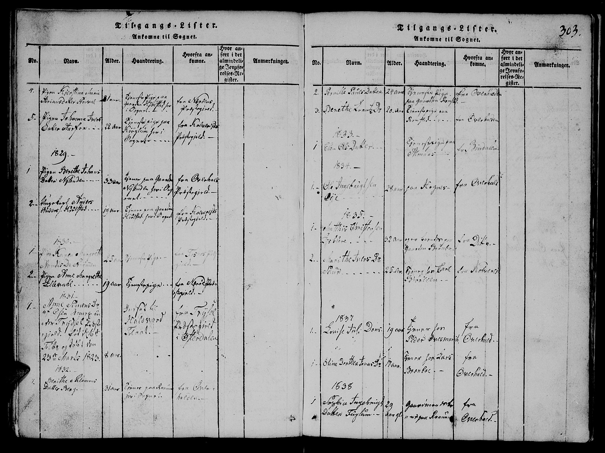 Ministerialprotokoller, klokkerbøker og fødselsregistre - Nord-Trøndelag, SAT/A-1458/765/L0562: Klokkerbok nr. 765C01, 1817-1851, s. 303