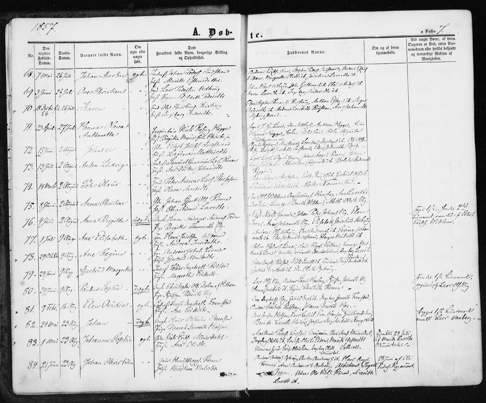 Ministerialprotokoller, klokkerbøker og fødselsregistre - Sør-Trøndelag, SAT/A-1456/659/L0737: Ministerialbok nr. 659A07, 1857-1875, s. 7